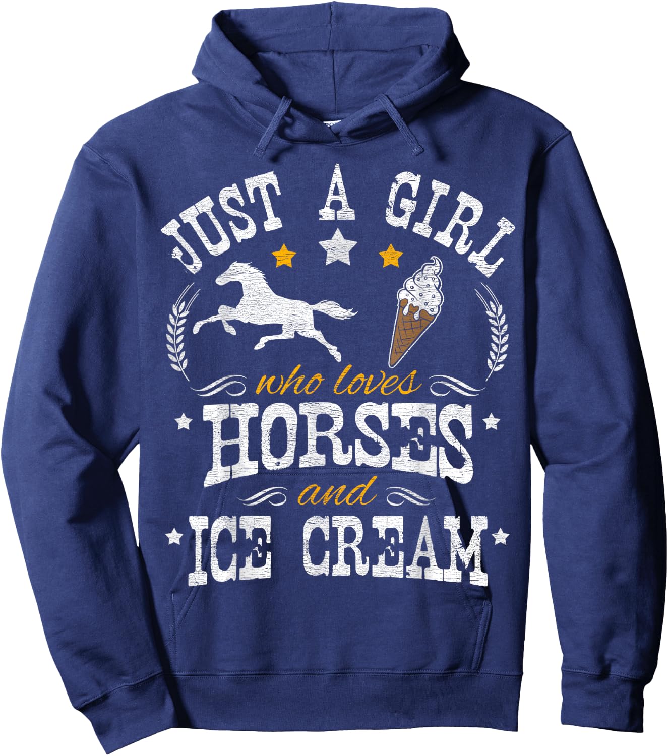 Horse & Ice Cream Lover Women Kids Hoodie - Hoodie | Navy