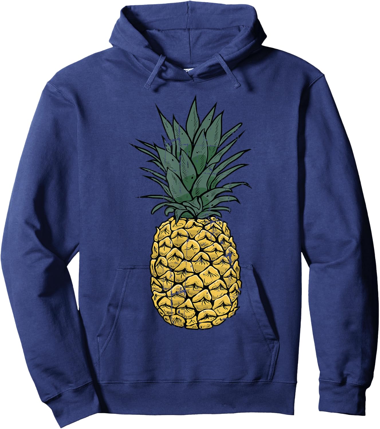 Vintage Pineapple T Shirt, Cute Fruit Food Clothing, Pajama Hoodie - Hoodie | Navy