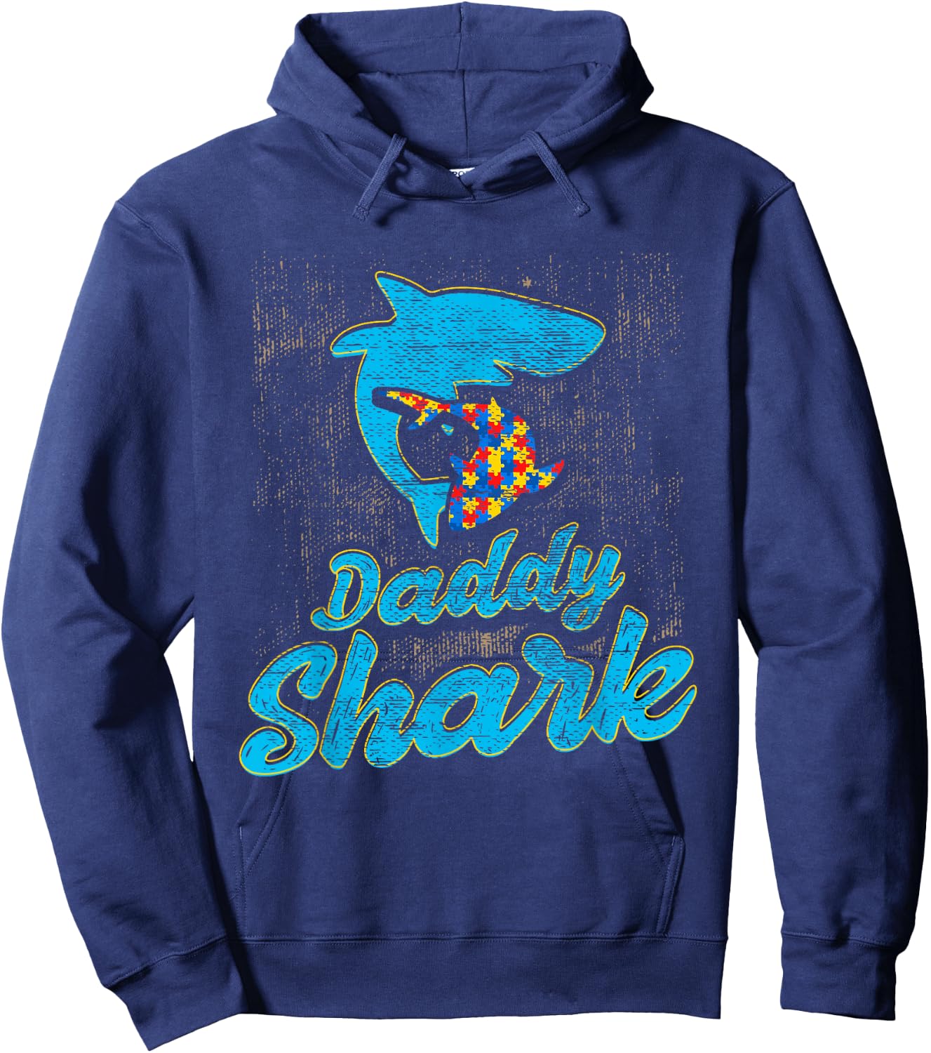 Autism Dad Shirt Autism Awareness Daddy Shark Autism Papa Hoodie - Hoodie | Navy