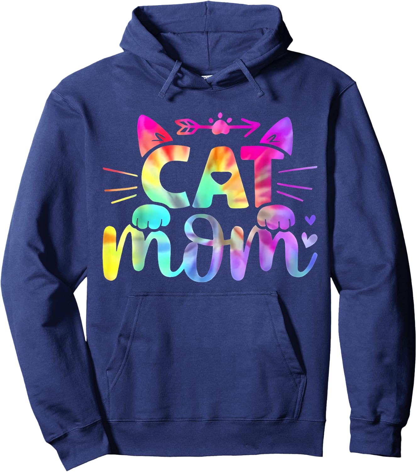 Cat Mom Tie Dye Kitty Cat Lover Kitten Pet Owner Colorful Hoodie - Hoodie | Navy