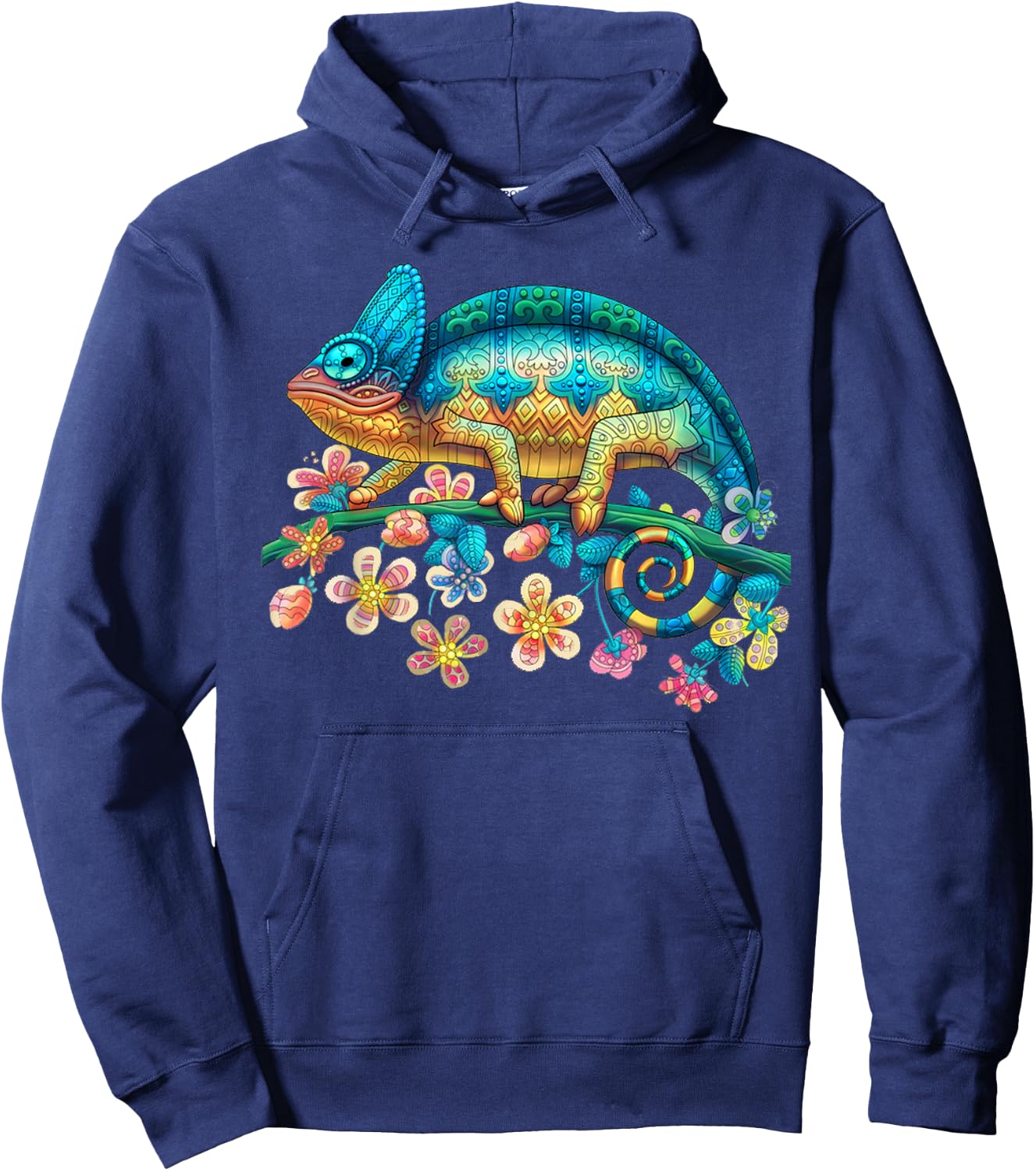 Colorful Chameleon Lizard T Shirt Gift Men Hoodie - Hoodie | Navy