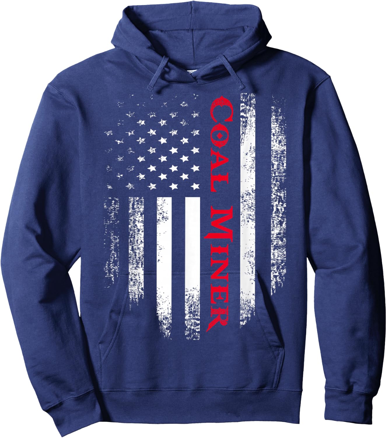 Vintage USA Red White Coal Miner American Flag Gift Hoodie - Hoodie | Navy