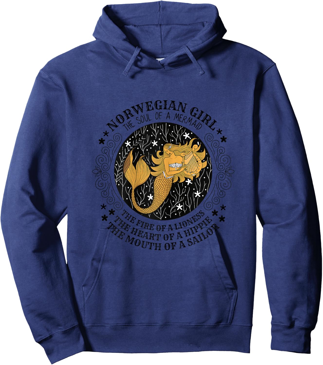 Norwegian Girl Norway Soul of A Mermaid Norge Gift Hoodie - Hoodie | Navy