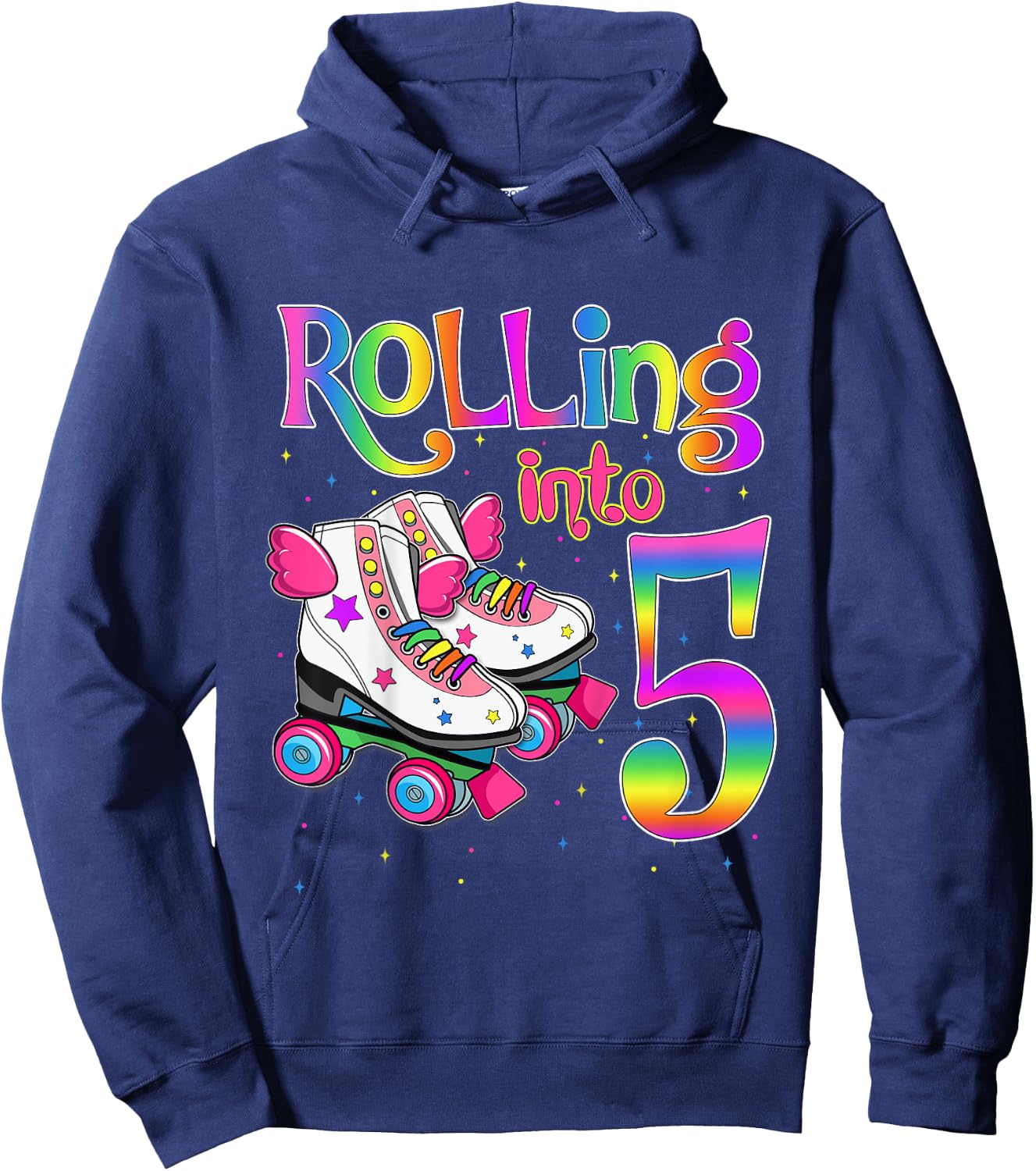 Rolling Into 5 years Let's Roll I'm Turning 5 Roller Skate Hoodie - Hoodie | Navy