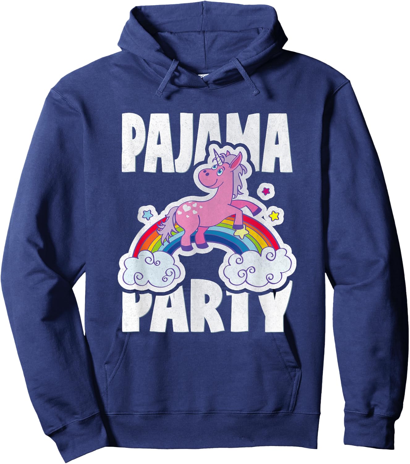 Pajama Party Retro Cute Unicorn Rainbow Bed Time PJ Hoodie - Hoodie | Navy