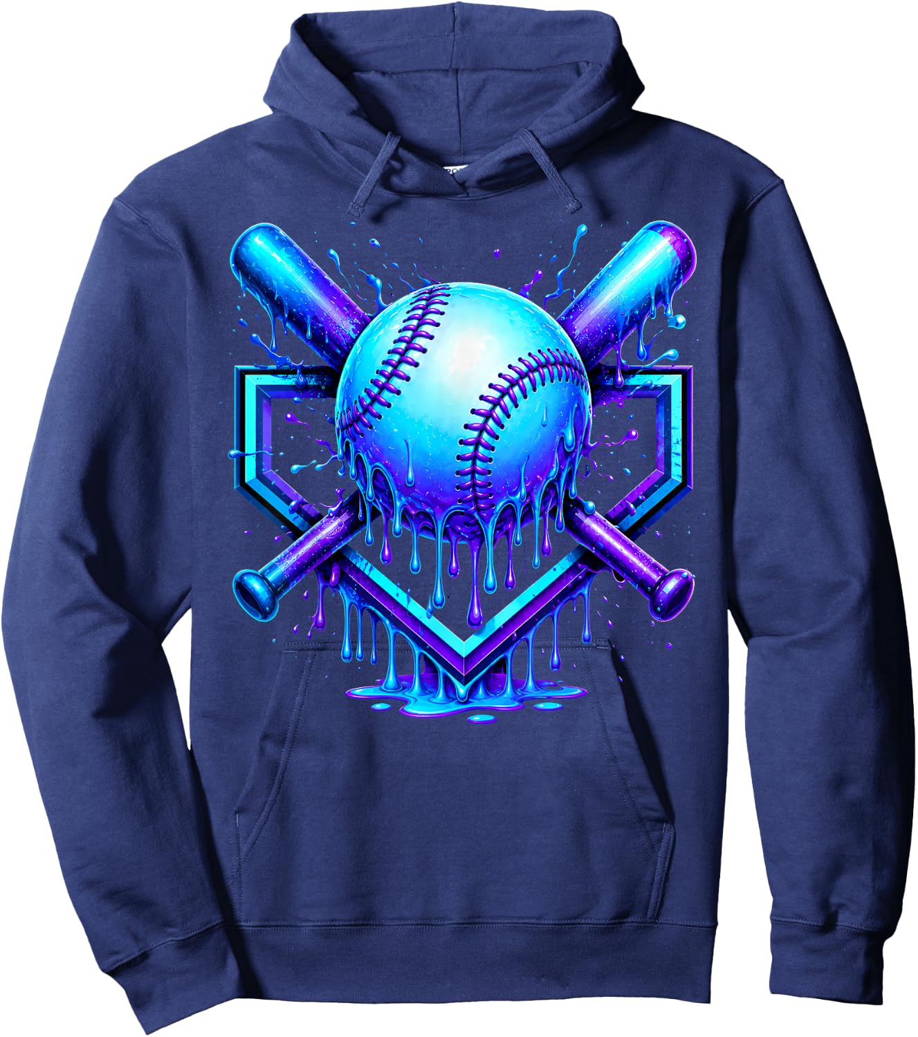 Baseball Drip Ice Cream Boys Cosmic Baseball Glow Hoodie - Hoodie | Navy
