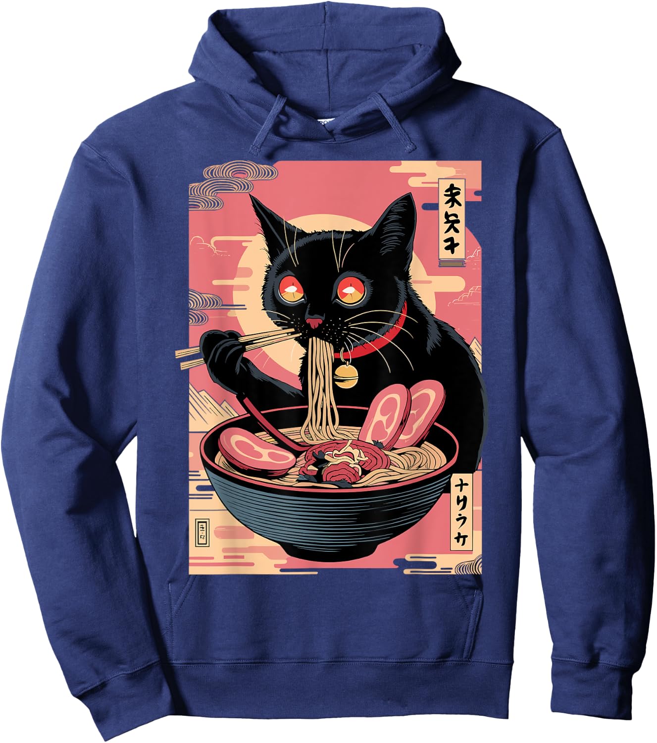Cat Ramen Noodle Japanese Anime Kawaii Hoodie - Hoodie | Navy