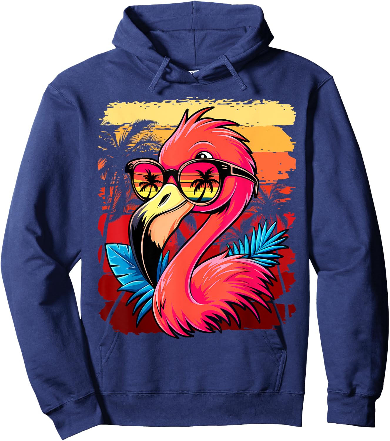 Retro Sunglasses Flamingo Kids Funny Flamingo Hoodie - Hoodie | Navy