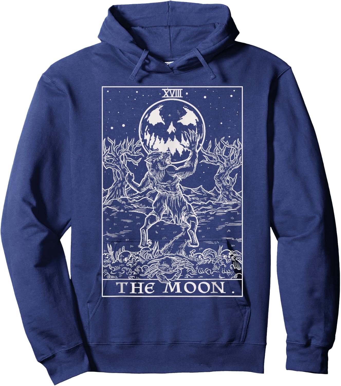 The Moon Tarot Card Halloween Werewolf Gothic Horror Witch Hoodie - Hoodie | Navy