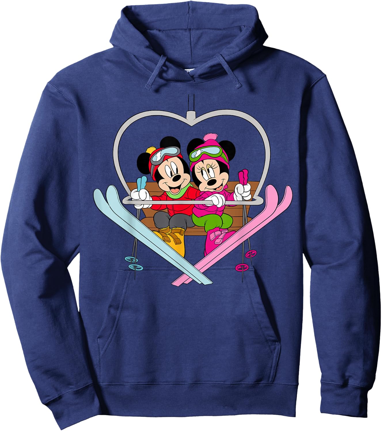 Disney Mickey and Minnie Mouse Heart Shaped Ski Lift Hoodie - Hoodie | Navy
