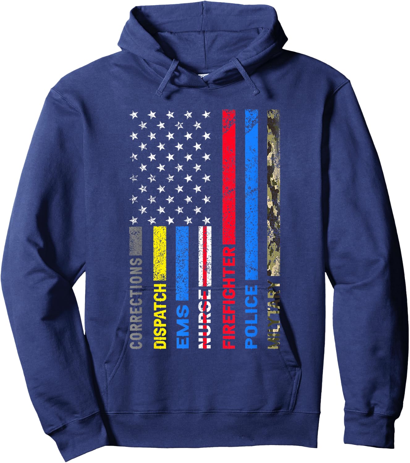 First Responders American Thin Line Police Fire EMS Nurse Hoodie - Hoodie | Navy