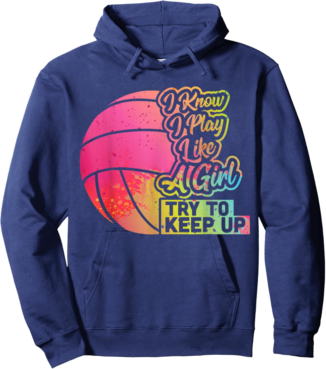 Volleyball Women Funny Gift Team Play Like a Girl Volleyball Hoodie - Hoodie | Navy