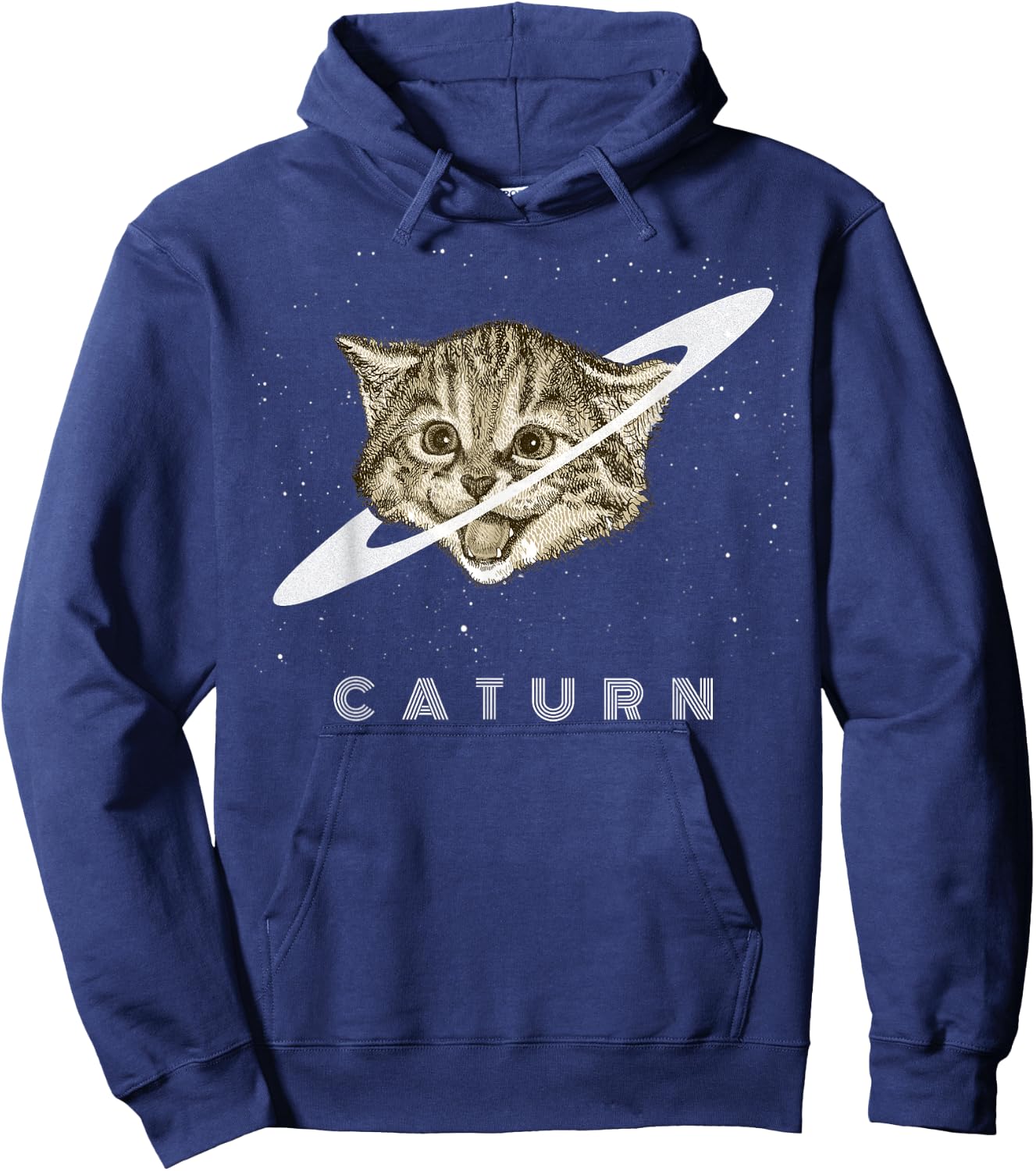 Caturn Kitten in Space Galaxy Universe Cat Lover Men Women Girls Kids Hoodie - Hoodie | Navy