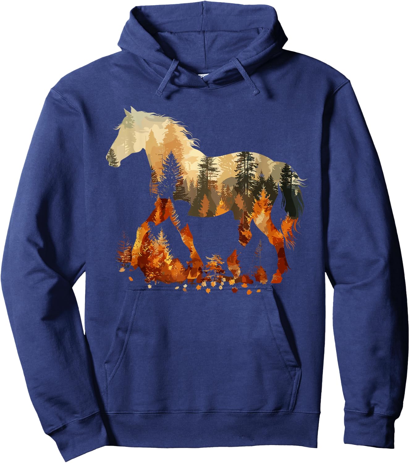 Cute Horse Lover Autumn Leaves Pony Animal Wildlife Hoodie - Hoodie | Navy