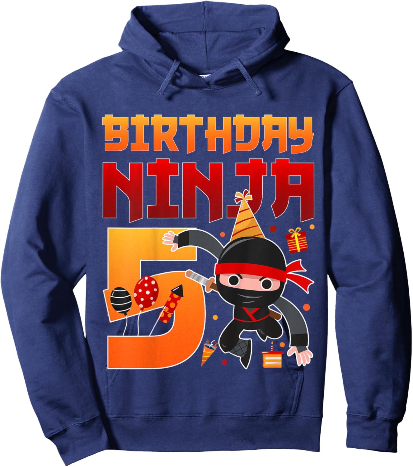 Ninja 5 birthday - Kids 5 Years Old Ninja 5th Birthday Party Hoodie - Hoodie | Navy