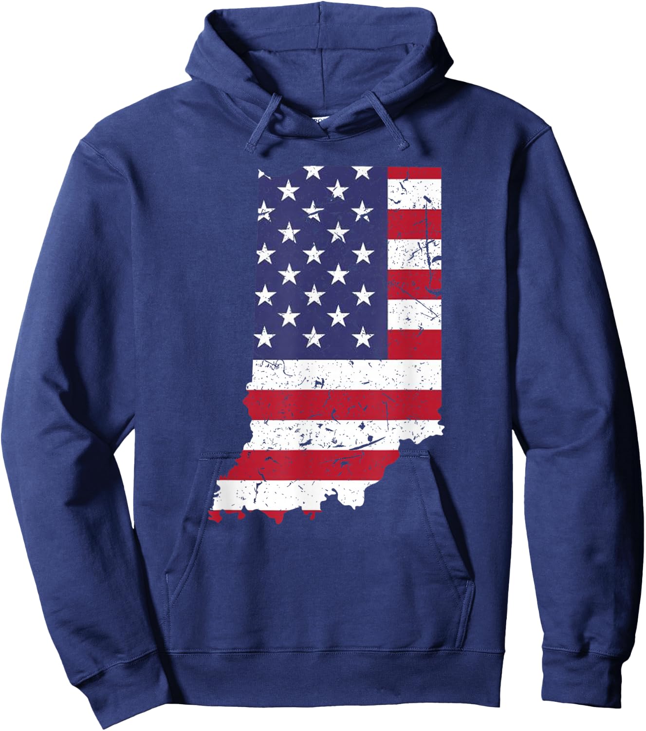 Indiana Map State American Flag Shirt 4th Of July Pride Hoodie - Hoodie | Navy
