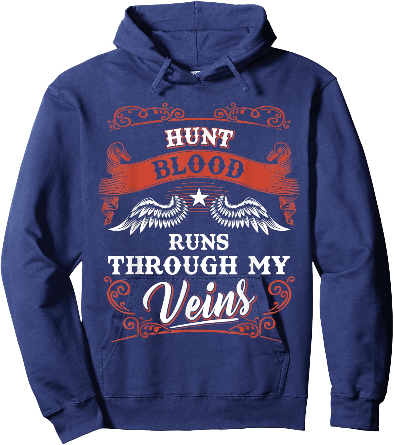 HUNT blood runs through my veins shirt 1k2d Hoodie - Hoodie | Navy