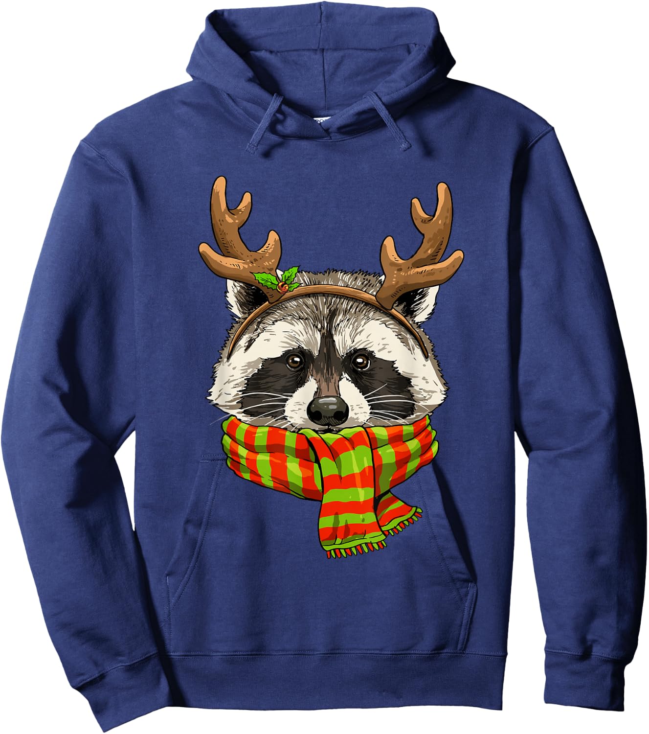 Raccoon Christmas Shirt Xmas Reindeer Trash Panda Street Cat Hoodie - Hoodie | Navy