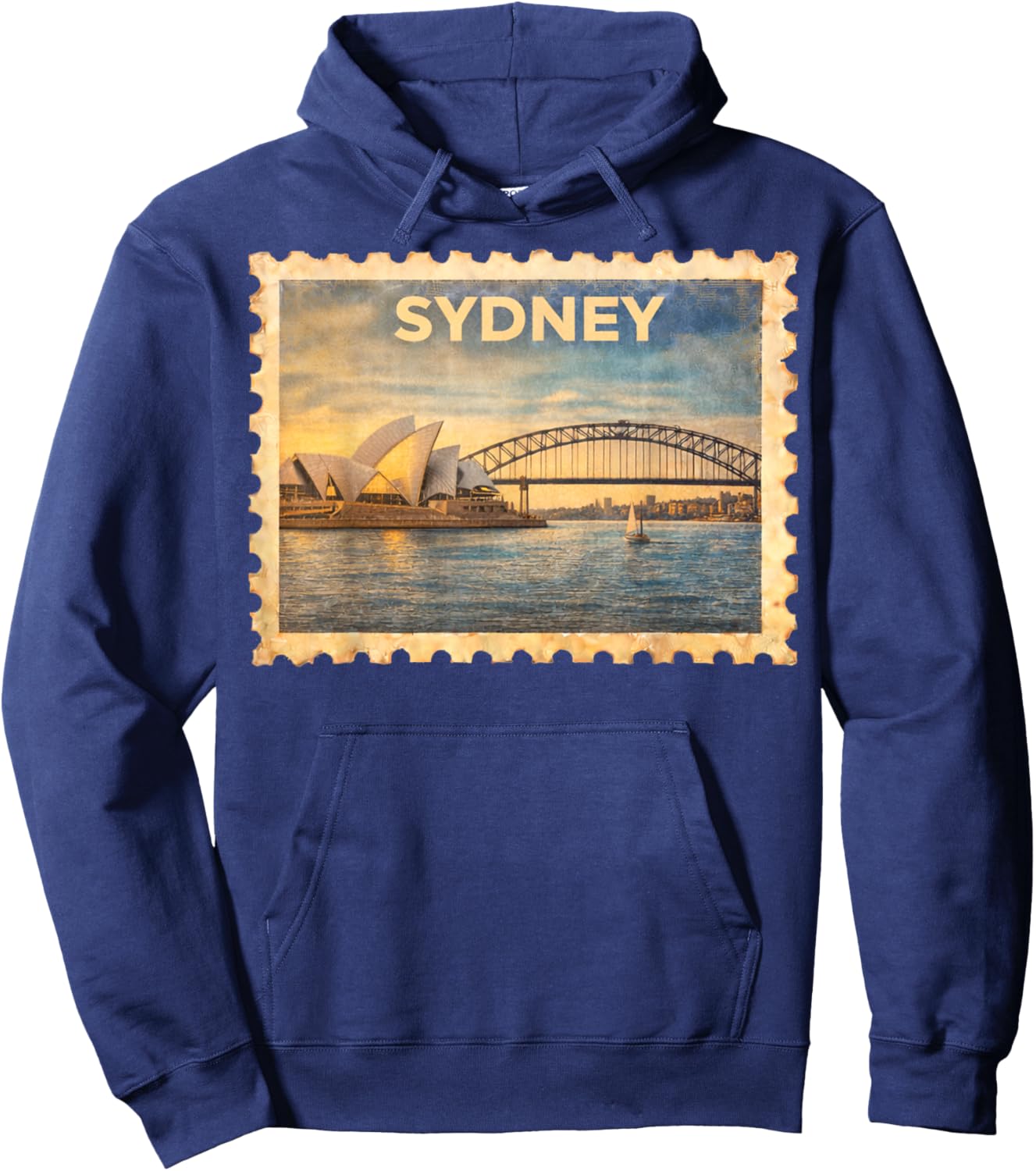 Vintage Sydney Australia Retro Travel Stamp Art Hoodie - Hoodie | Navy