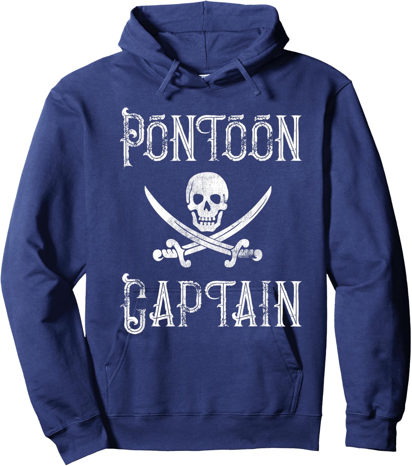 Vintage Pontoon Captain - Pirate Skull Pontoon Boat Lover Hoodie - Hoodie | Navy