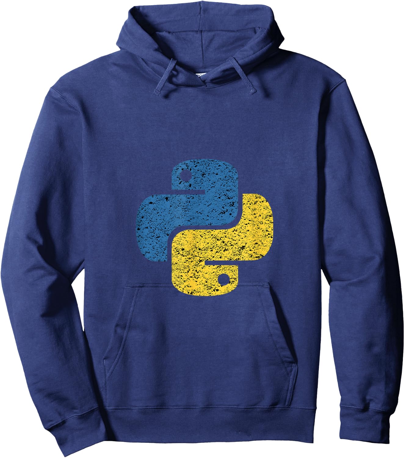 Python Coder SciPy NumPy Distressed Python Logo for Engineers Hoodie - Hoodie | Navy