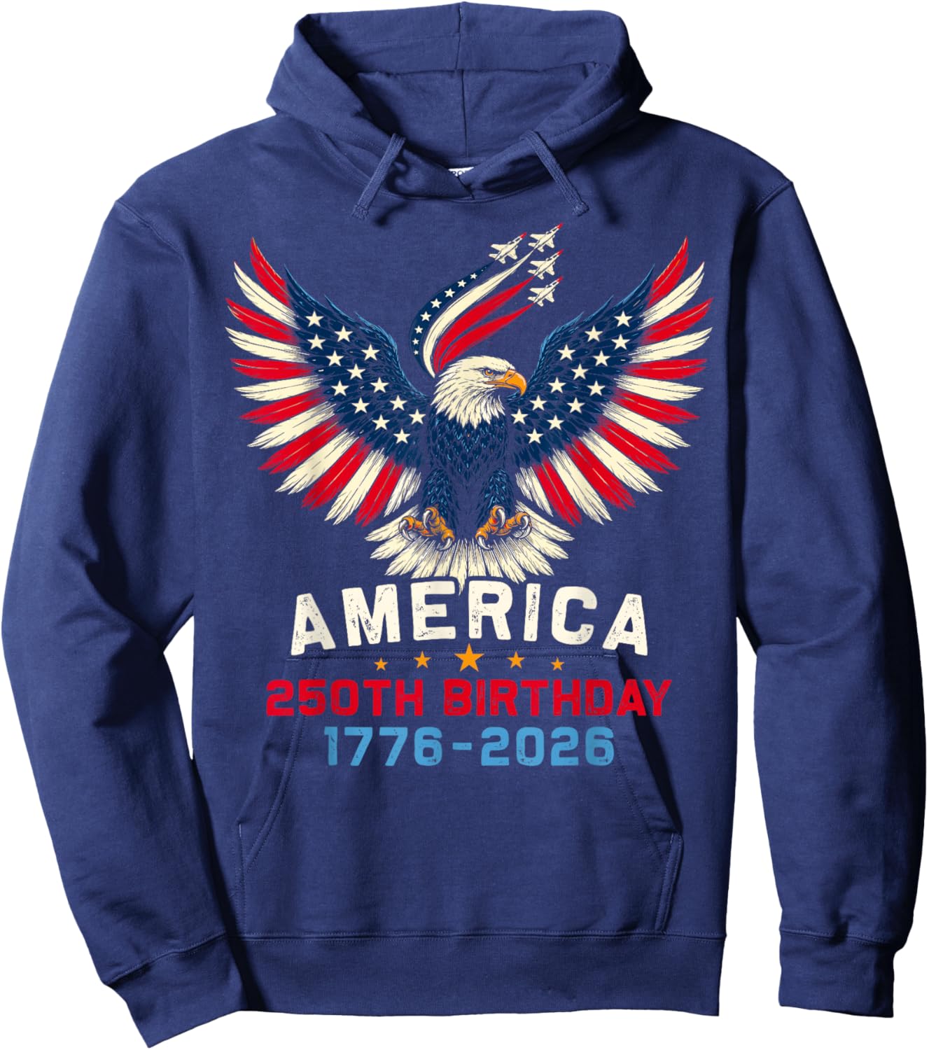 250th Anniversary USA Flag 250 Years American 4th of July Hoodie - Hoodie | Navy