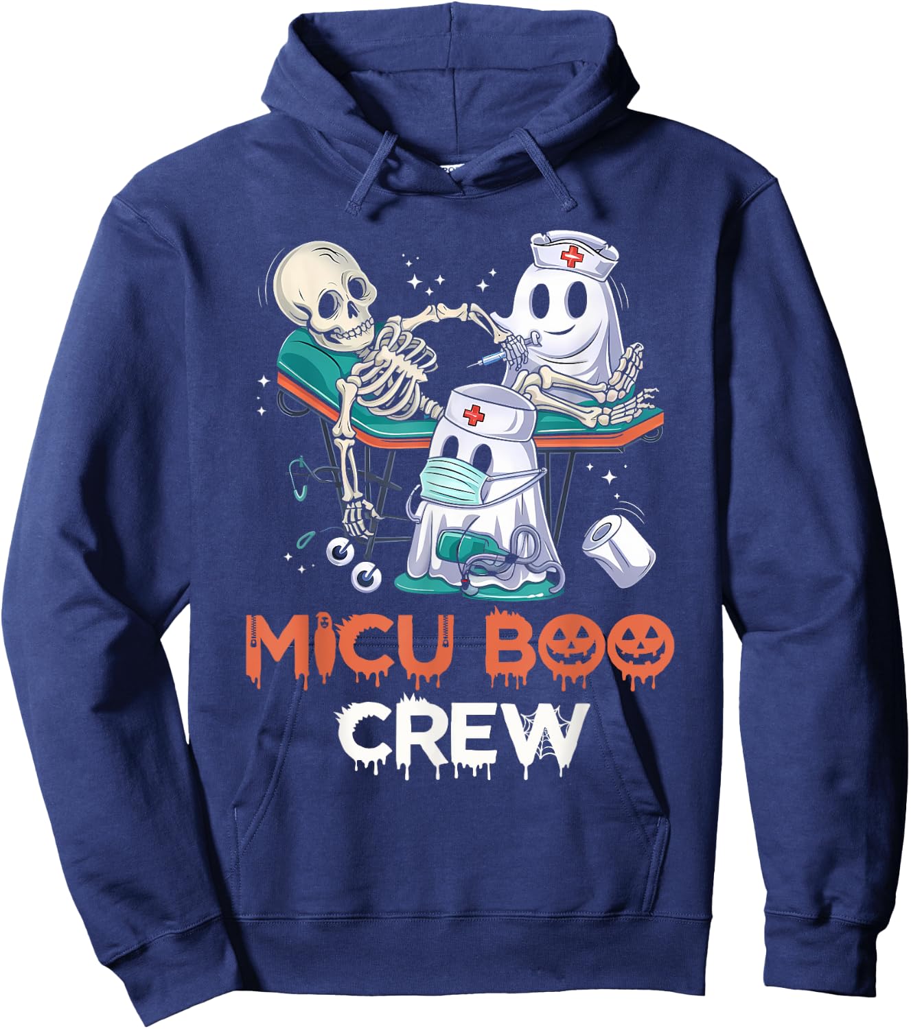 MICU nurse shirt MICU boo crew MICU RN Halloween Hoodie - Hoodie | Navy