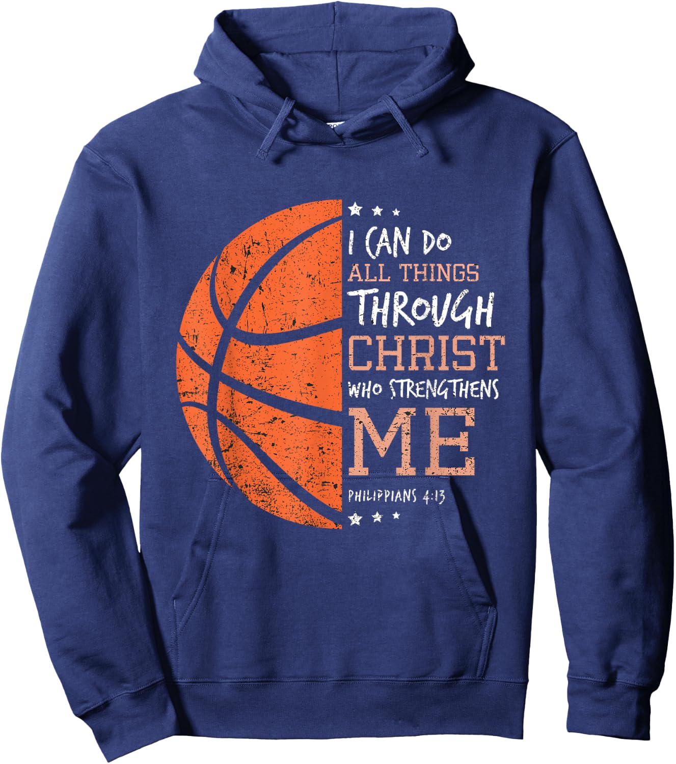 Philippians 4 13 I Can Do All Things Christian Basketball Hoodie - Hoodie | Navy
