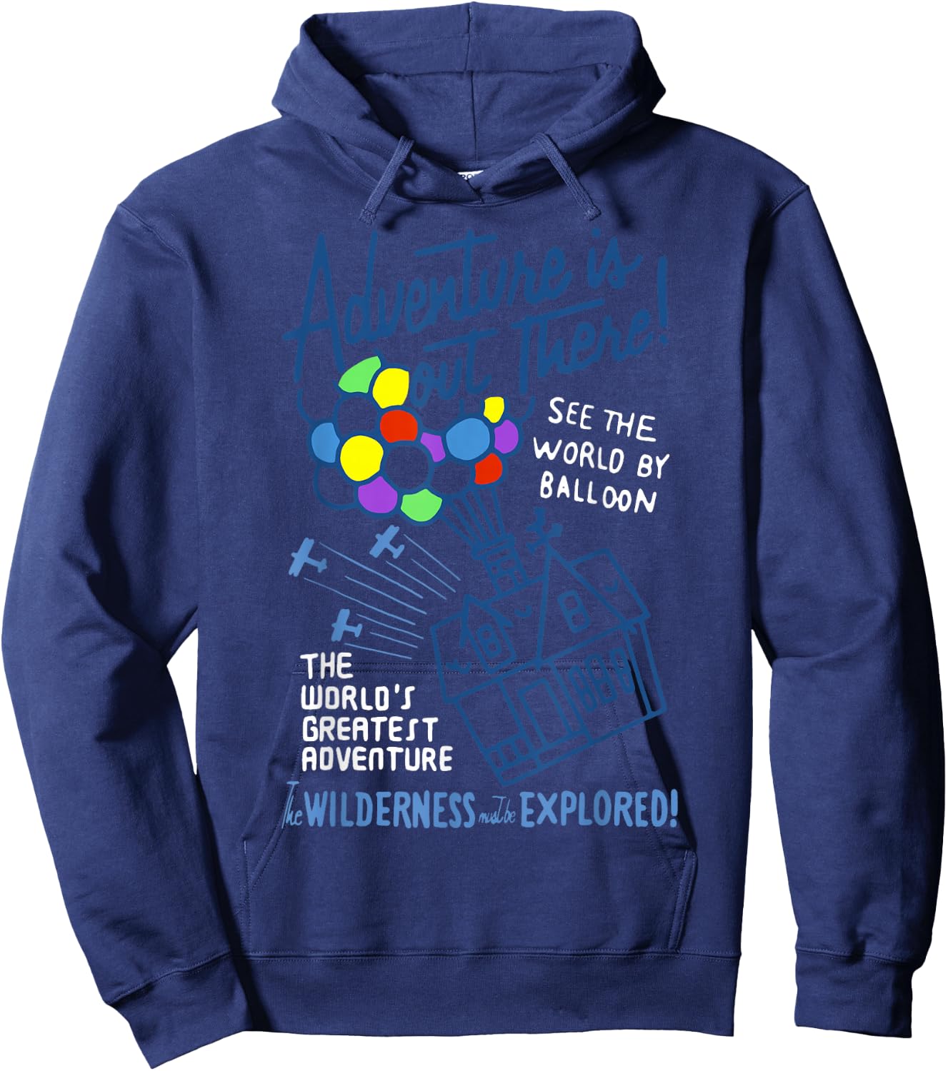 Disney Pixar Up Adventure is Out There Vintage Balloon House Hoodie - Hoodie | Navy