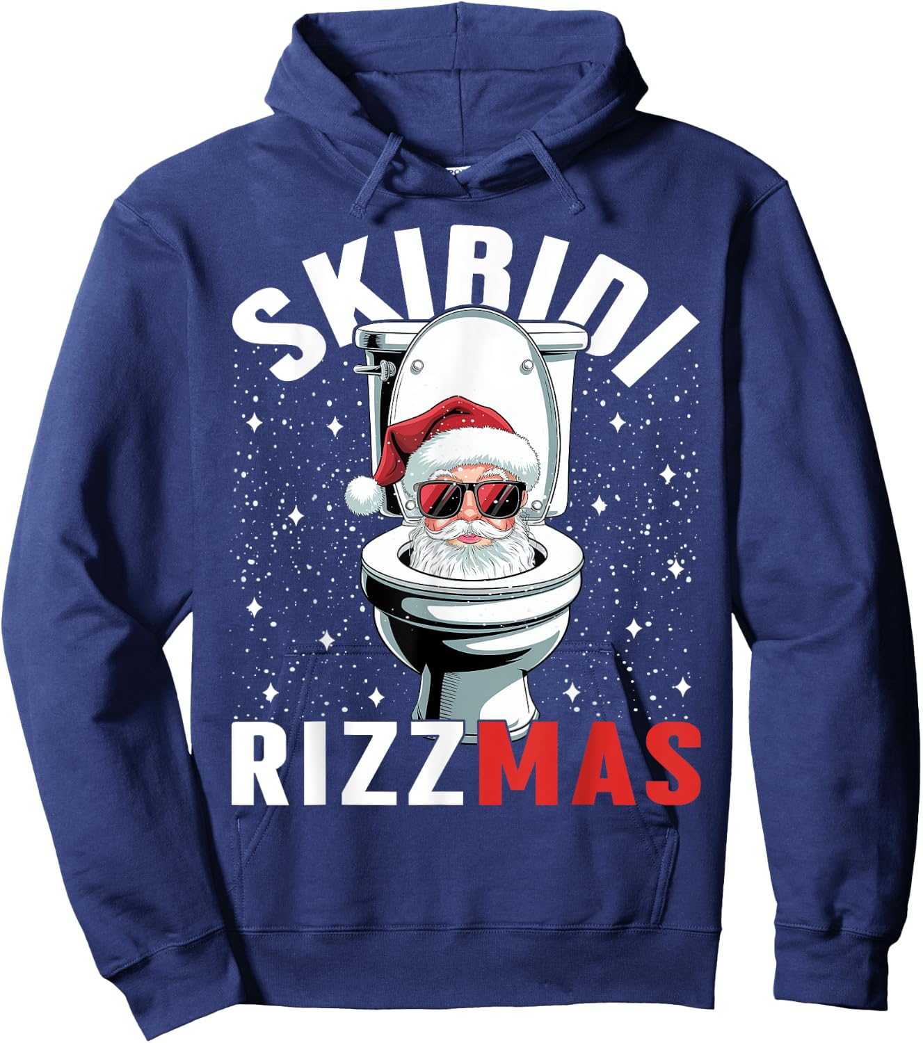 Funny Toilet Santa Skibidi Rizzmas White Elephant Christmas Hoodie - Hoodie | Navy