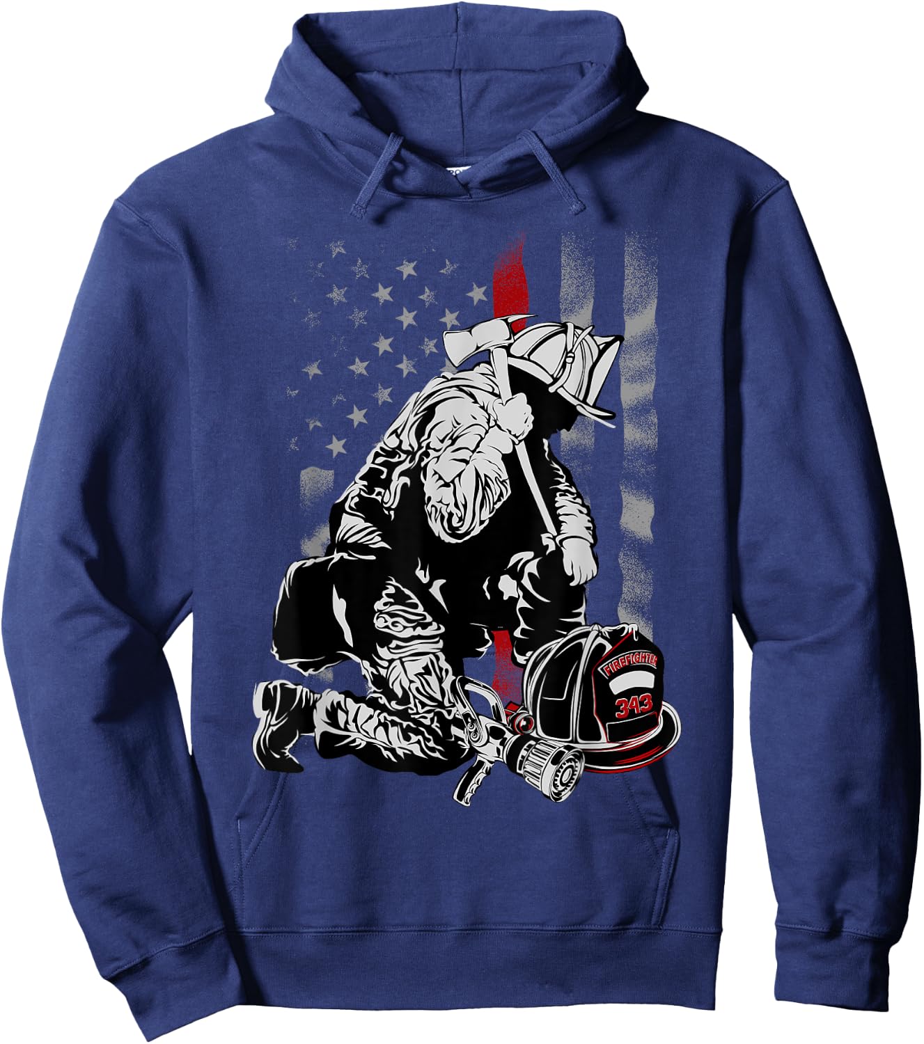 Firefighter Gifts Shirts with Vintage USA Flag Hoodie - Hoodie | Navy