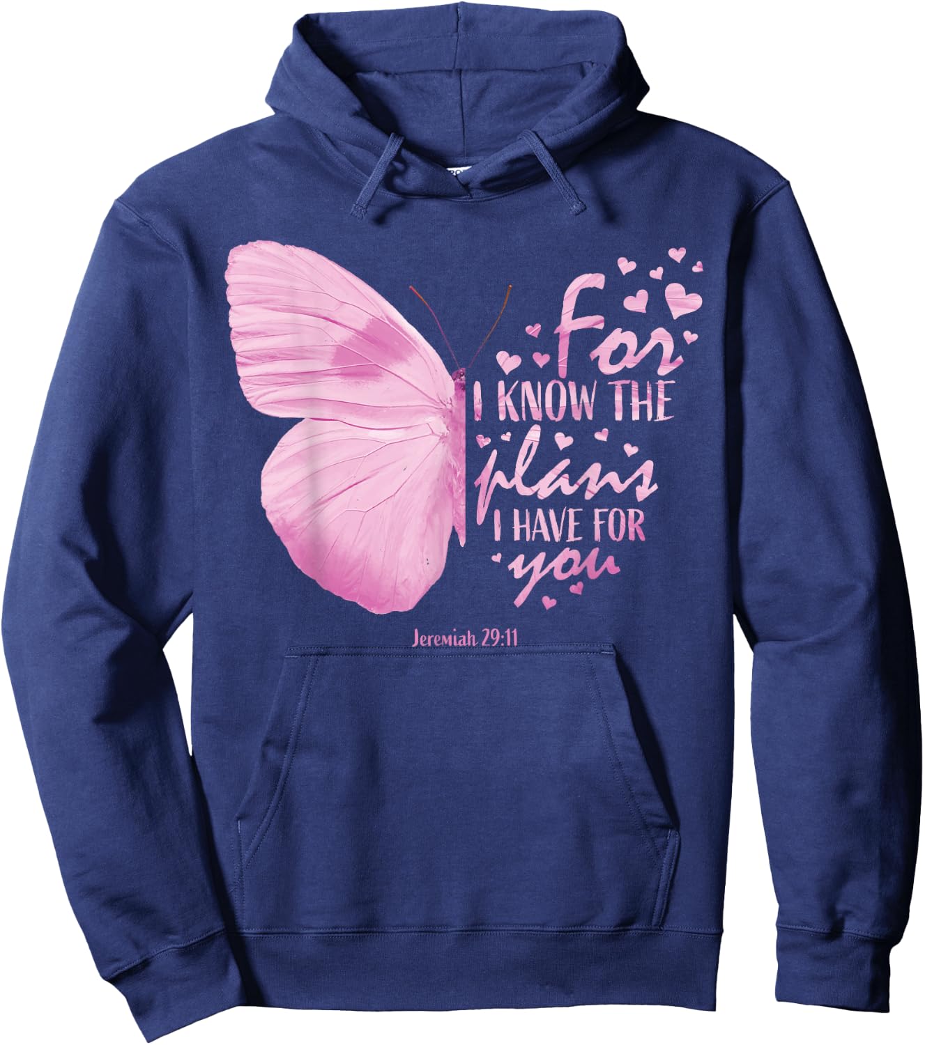 Religious Gifts Mom Women Christian Bible Verse Butterfly Hoodie - Hoodie | Navy