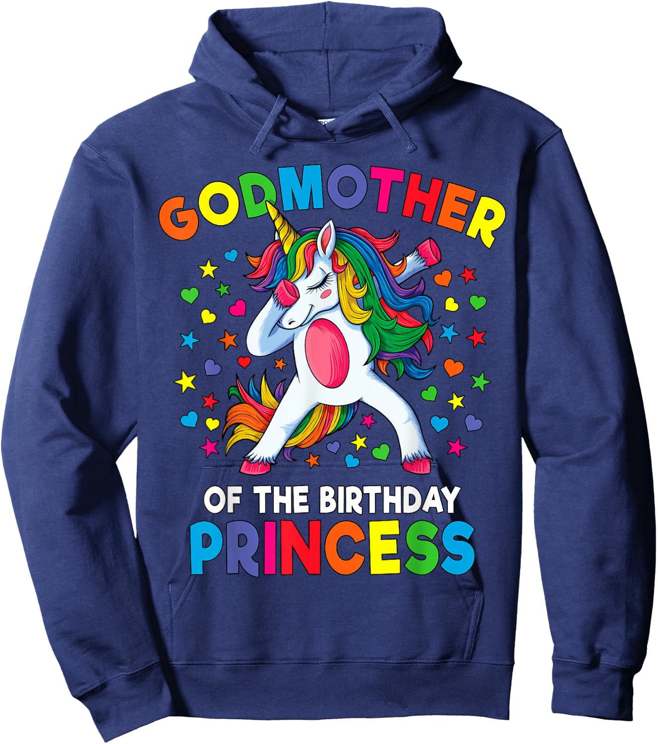 Godmother of the Birthday Princess Dabbing Unicorn Party Hoodie - Hoodie | Navy