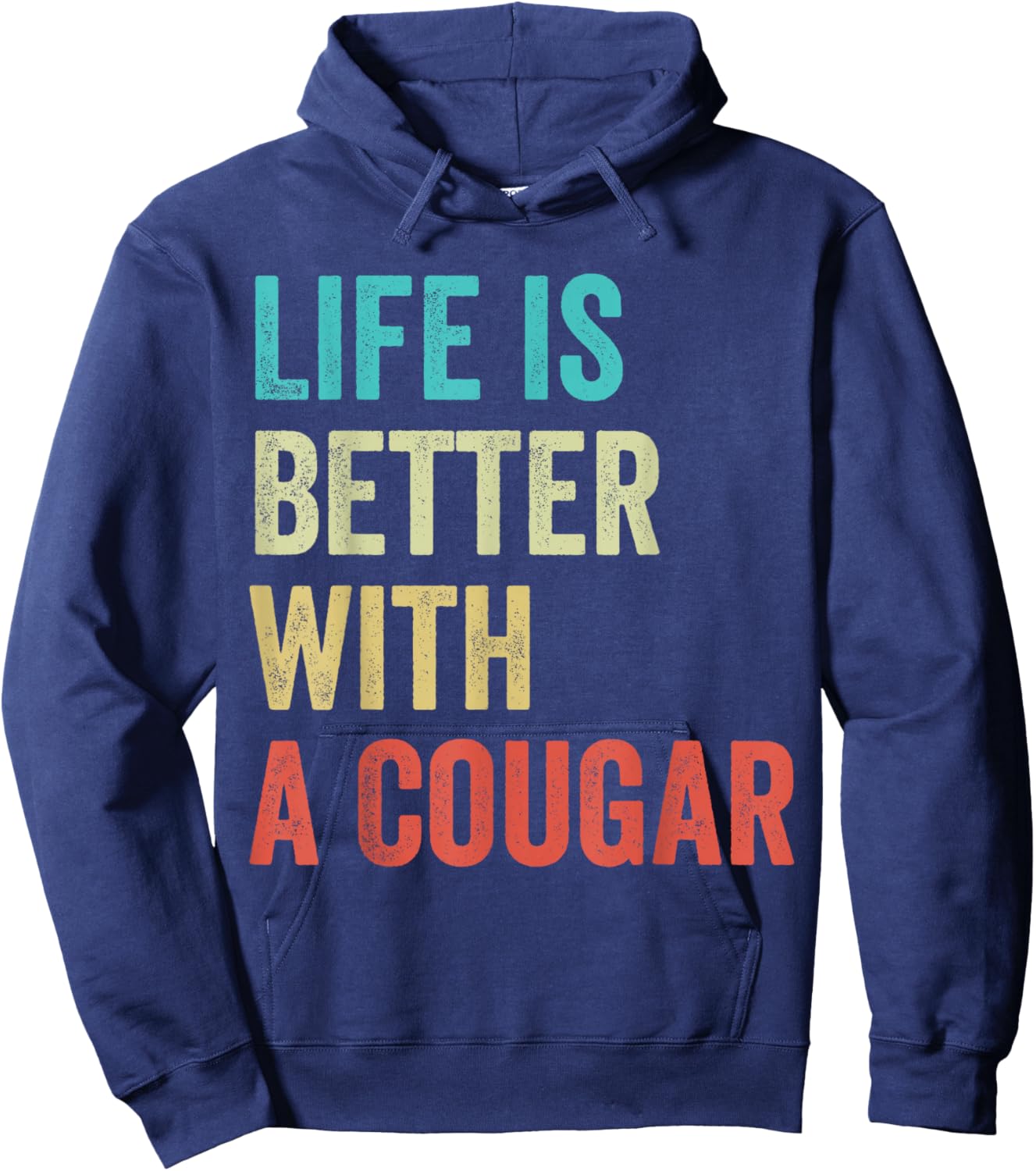 Life is Better with A Cougar Funny Cougar Husband Hoodie - Hoodie | Navy