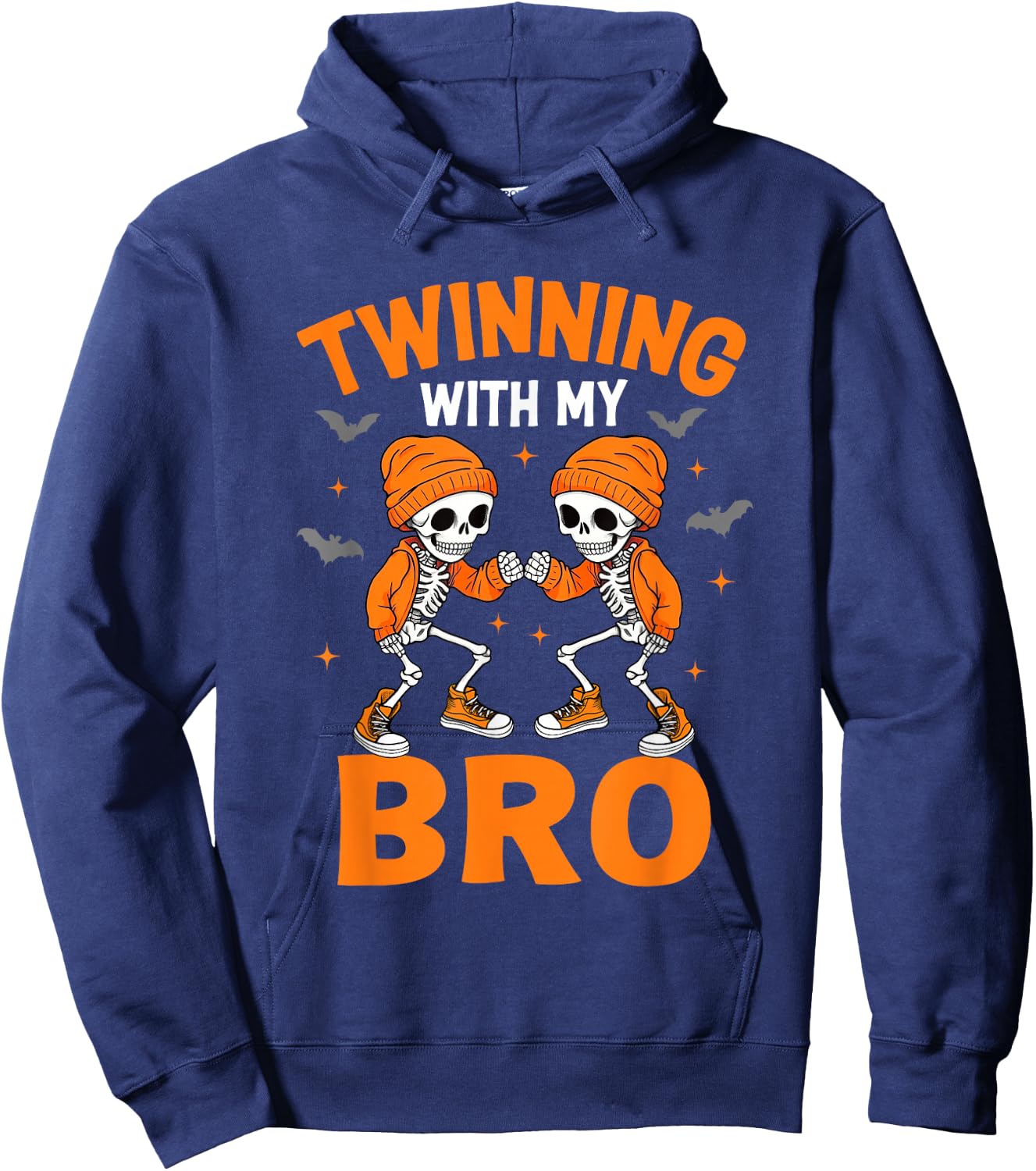 Twin Boys Twinning Halloween Best Friend Matching Skeleton Hoodie - Hoodie | Navy