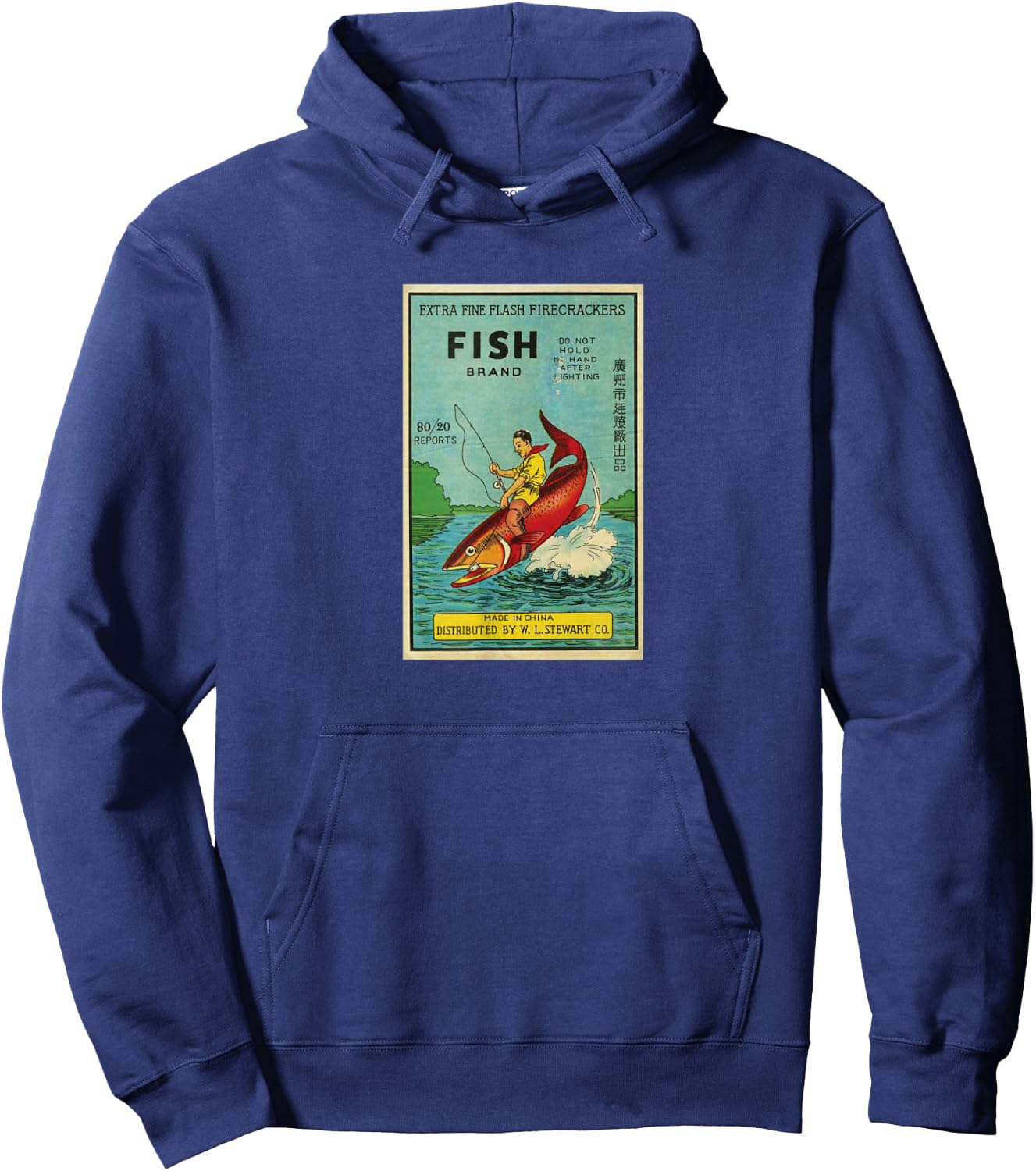 China Firecrackers Fish Brand Vintage Shirt Hoodie - Hoodie | Navy