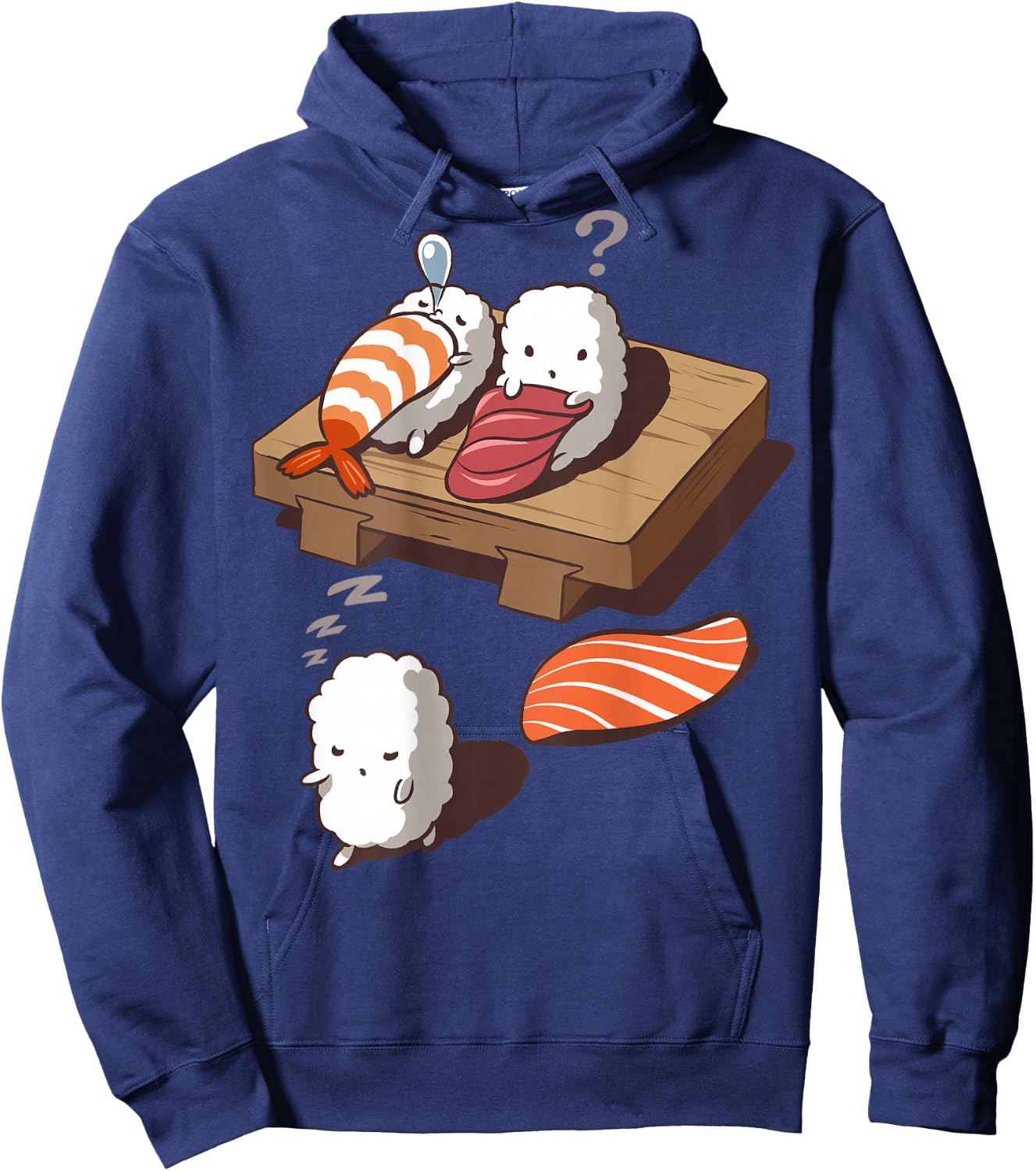 Cute and Funny Japanese Nigiri Sushi Sleepwalking Hoodie - Hoodie | Navy