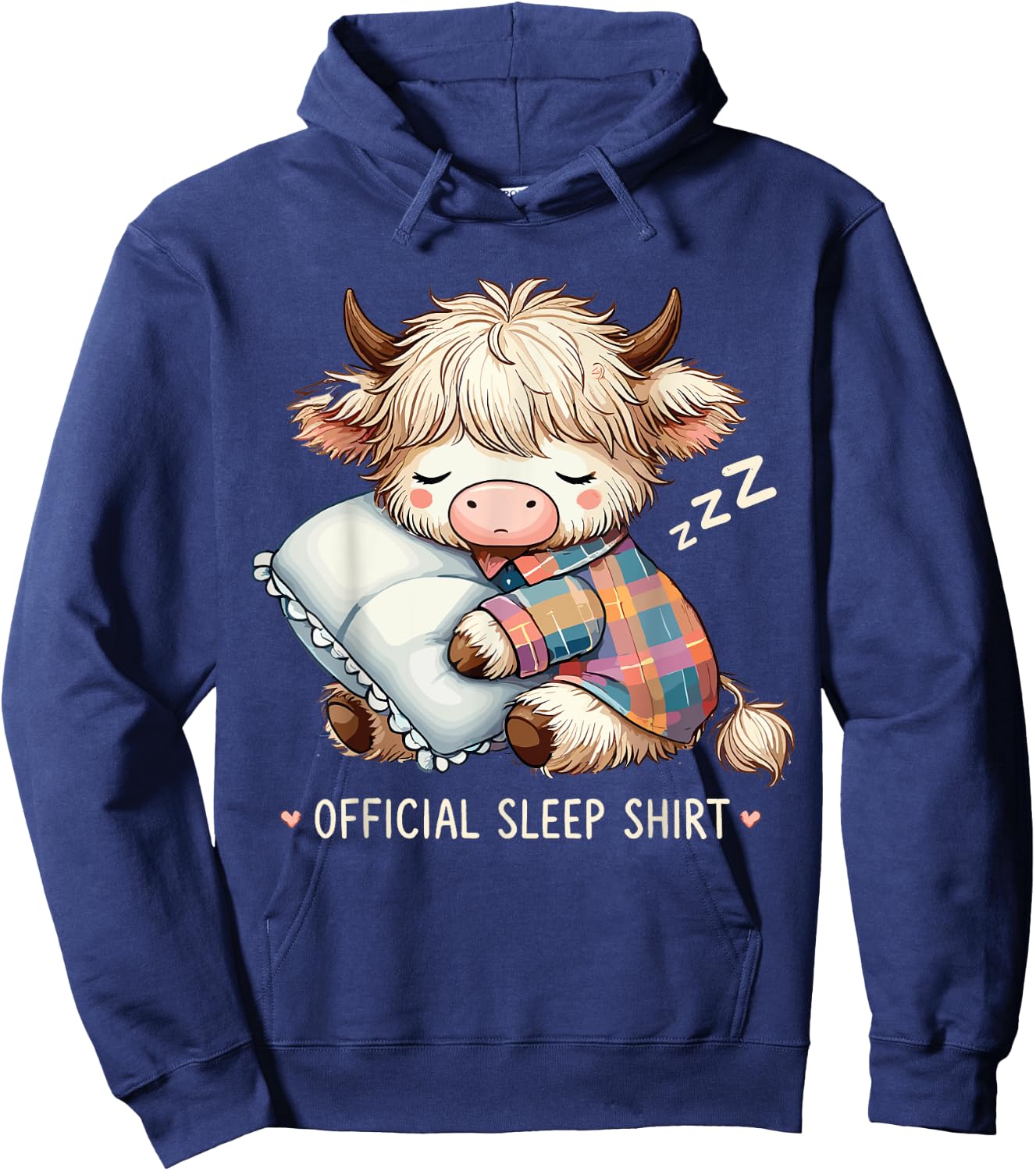 Highland_cow Official Sleepshirt Pajamas Nightgown Sleeping Hoodie - Hoodie | Navy