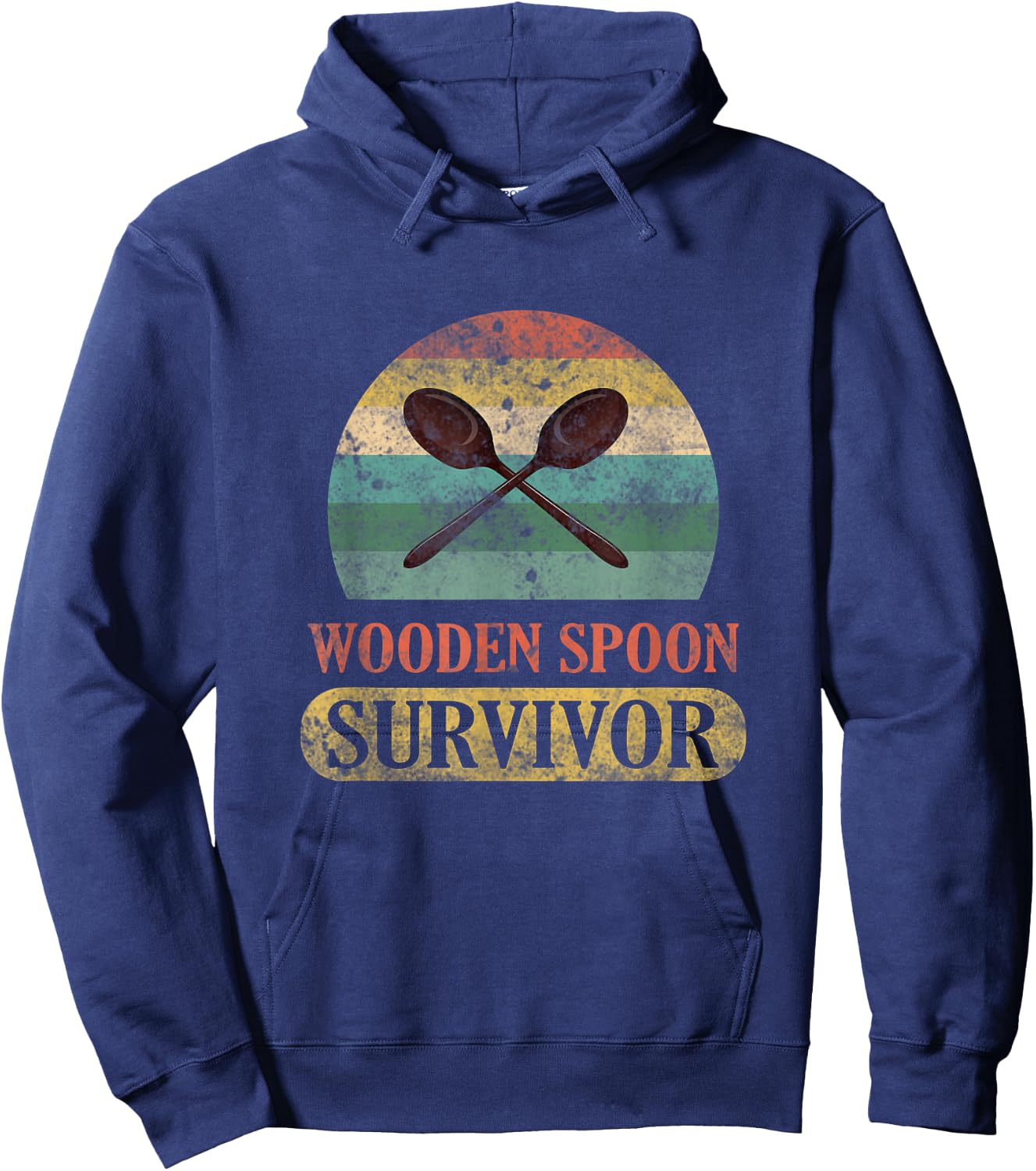 Funny Wooden Spoon Survivor Vintage Retro Humor Hoodie - Hoodie | Navy