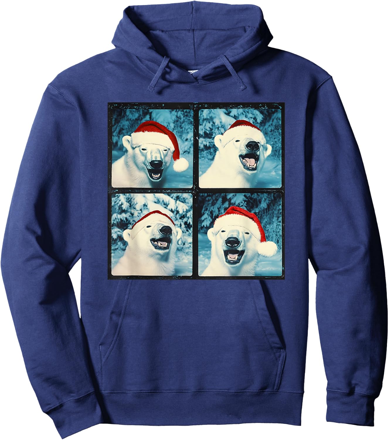 Santa Polar Bear Animal Photography Christmas Polar Bear Hoodie - Hoodie | Navy