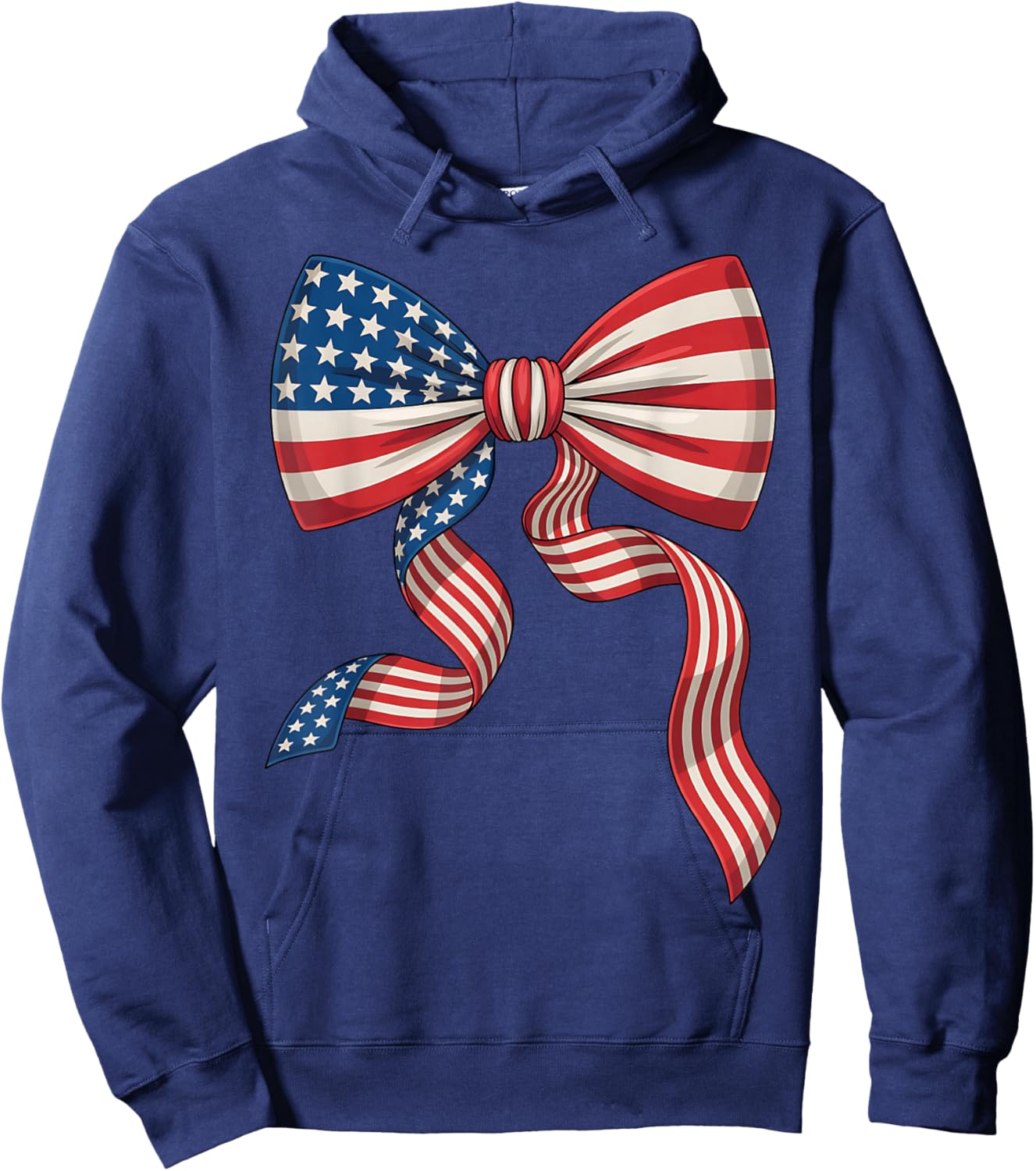 Patriotic Bow Tie American Flag Girls 4th of July Hoodie - Hoodie | Navy