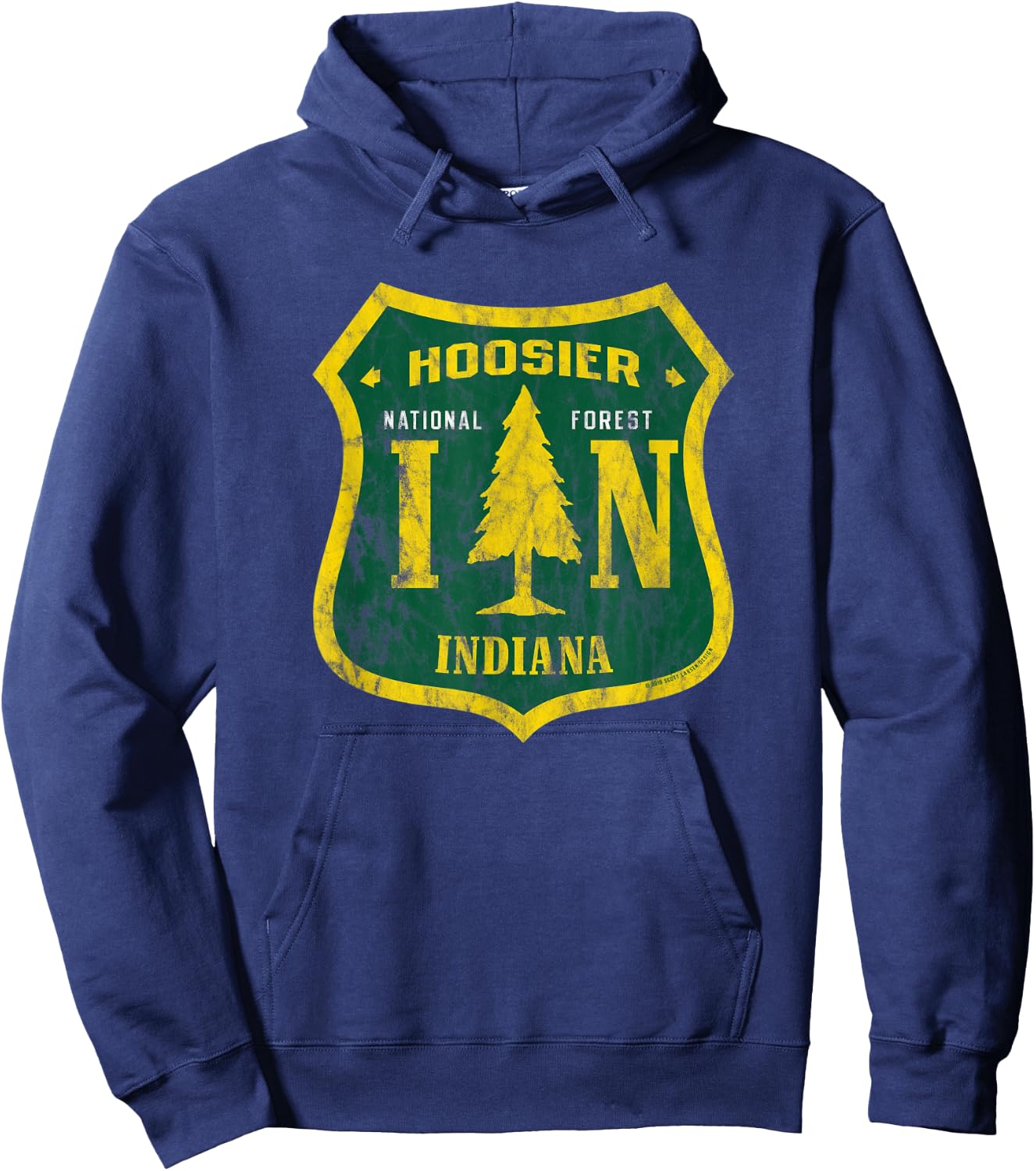 Hoosier National Forest Indiana Shield Retro Vintage Look Hoodie - Hoodie | Navy