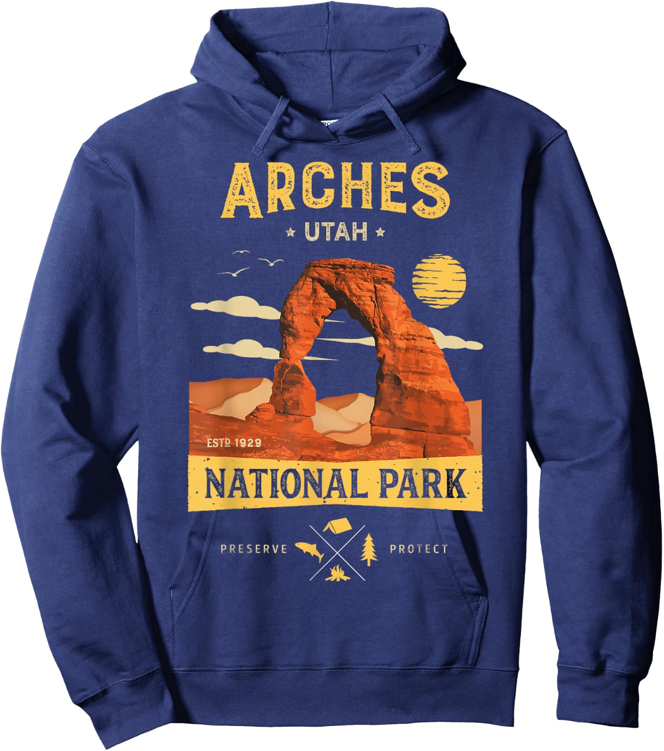 Arches National Park T Shirt Delicate Arch Vintage Utah Gift Hoodie - Hoodie | Navy