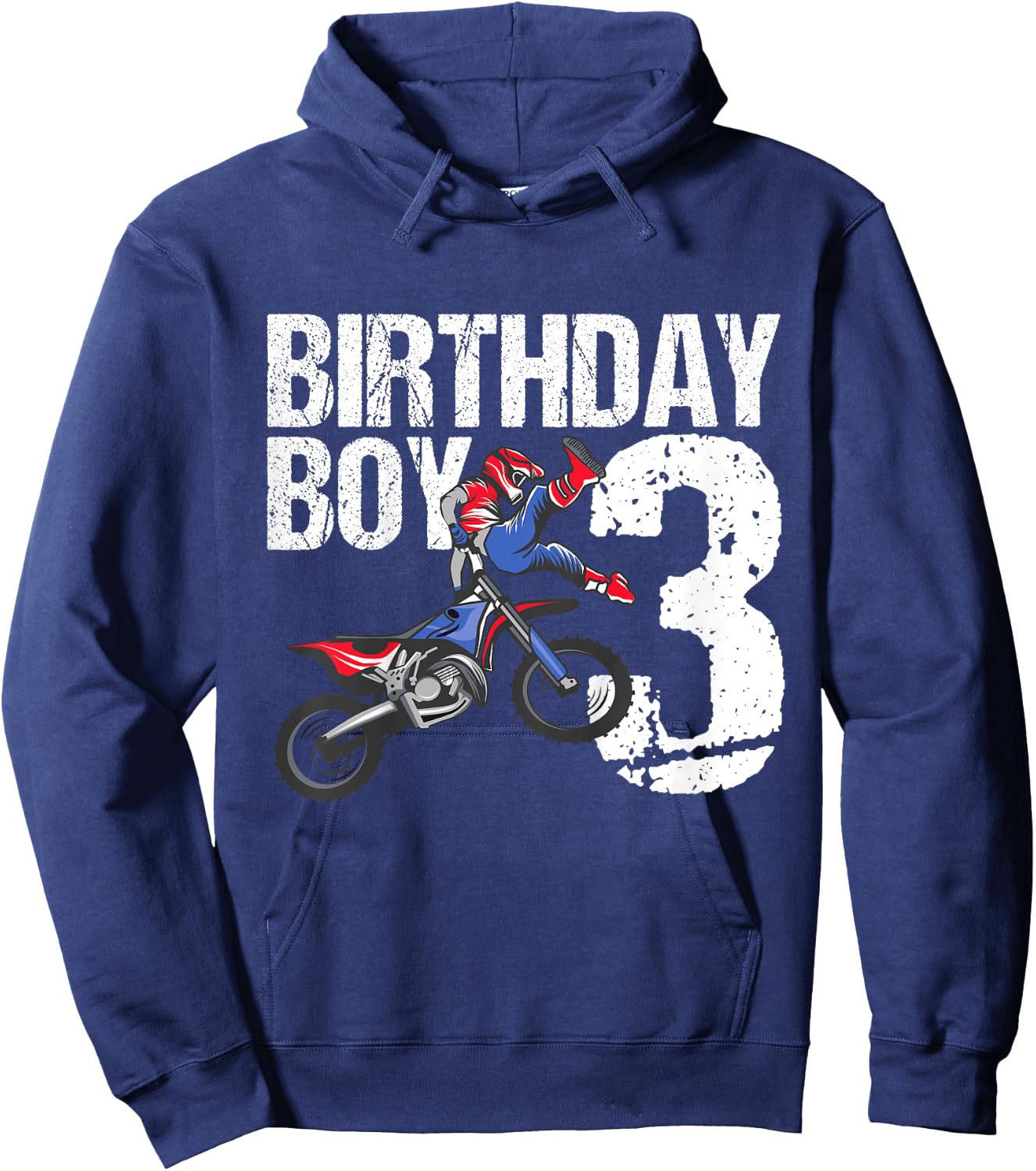 3 Year Old Dirt Bike Birthday Party Motocross MX 3rd Gift Hoodie - Hoodie | Navy
