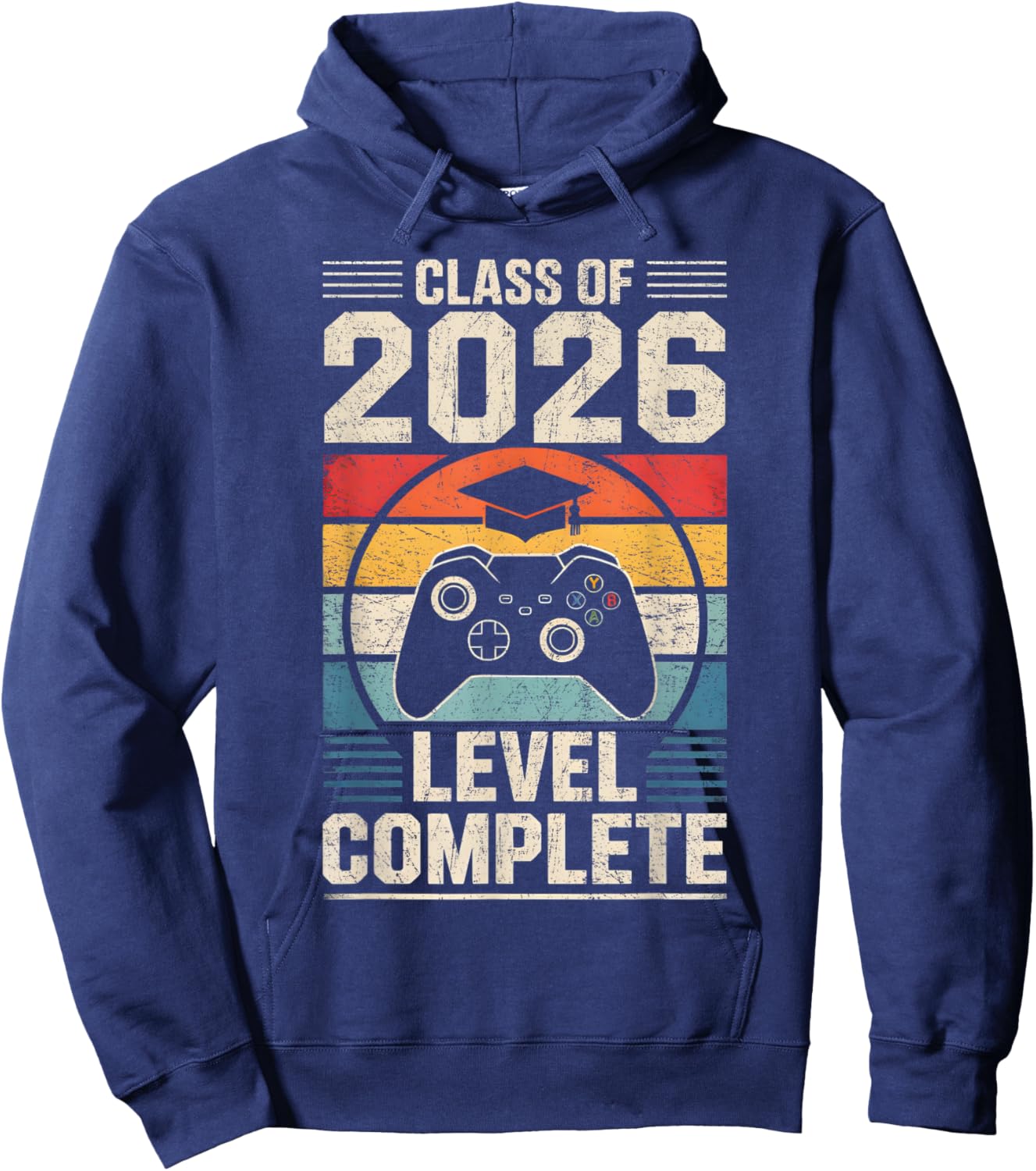 Class of 2026 Level Complete Video Gamer Senior Graduation Hoodie - Hoodie | Navy