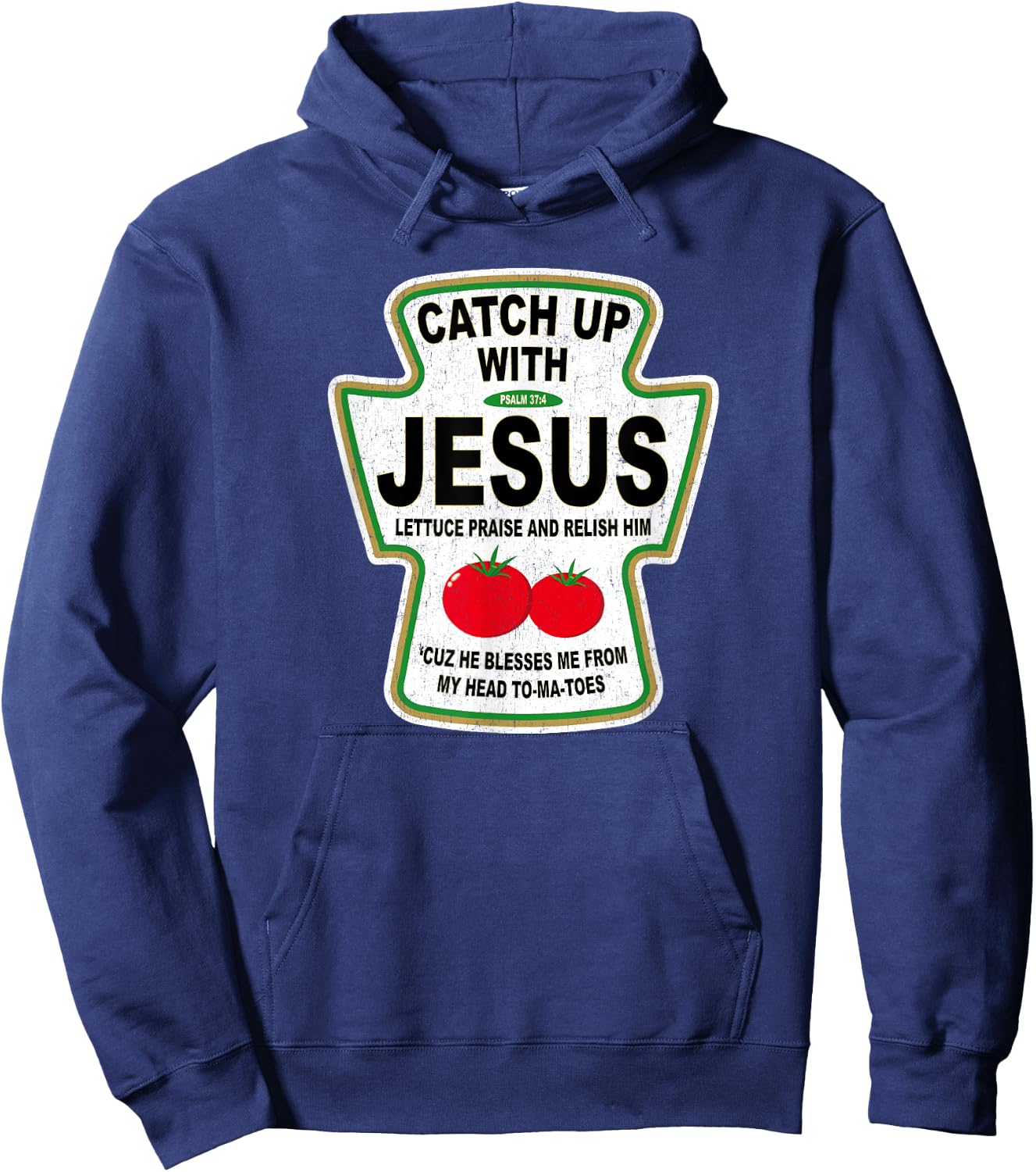 Grunge Christian Catch Up With Jesus Ketchup Hoodie - Hoodie | Navy