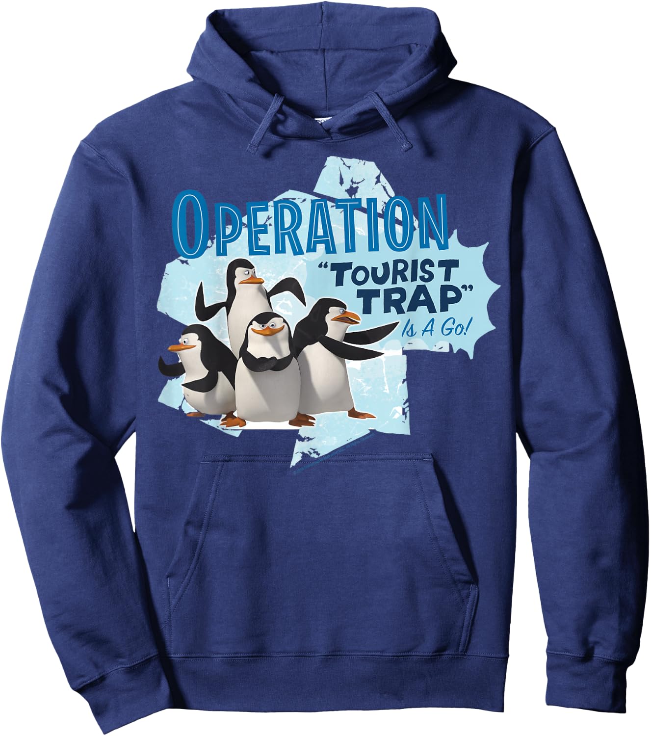 Madagascar Penguin Operation Tourist Trap Text Poster Hoodie - Hoodie | Navy