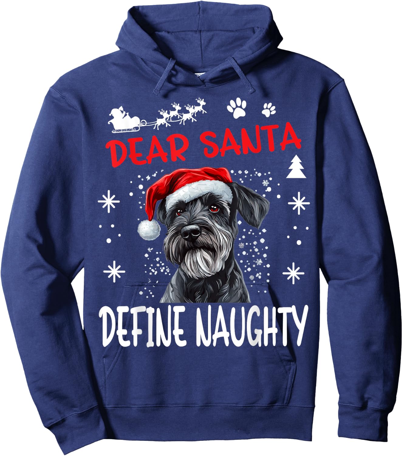 Cute Standard Schnauzer Dog Christmas Dear Santa Define Hoodie - Hoodie | Navy