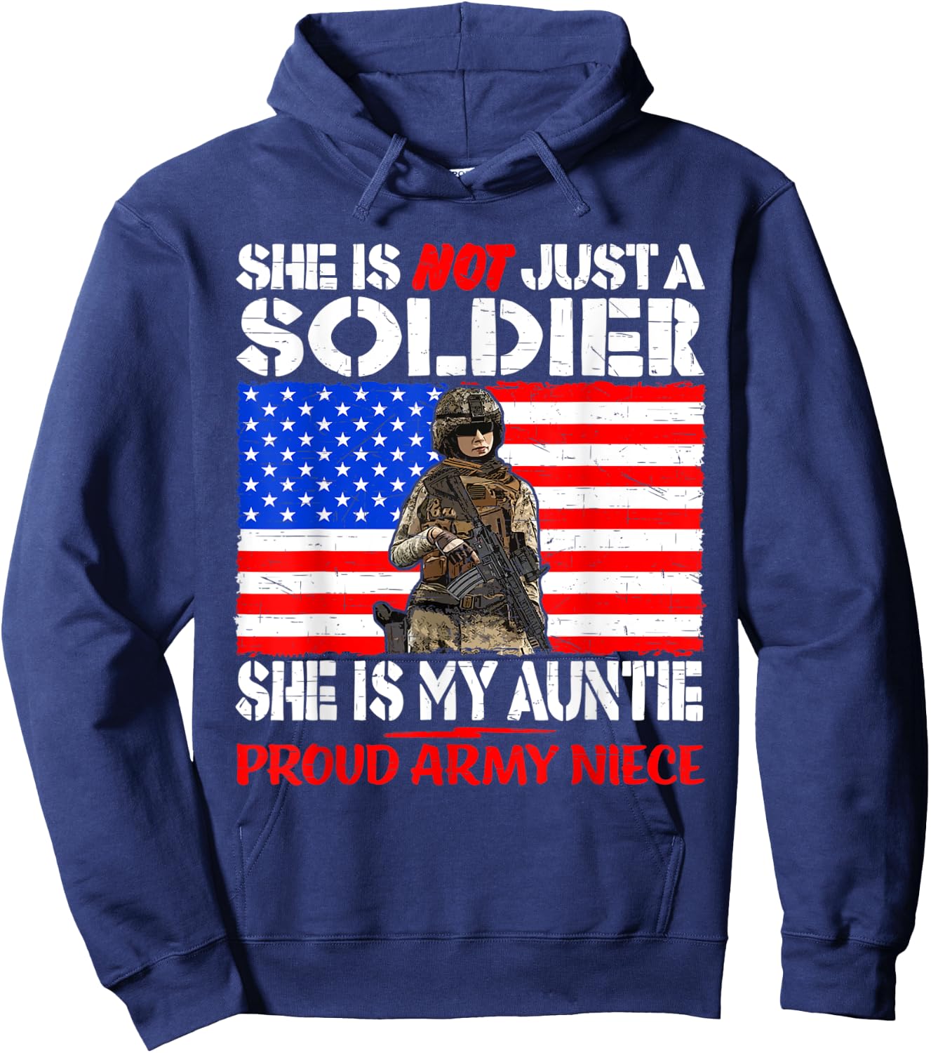 My Auntie Is A Soldier Hero Proud Army Niece Military Family Hoodie - Hoodie | Navy
