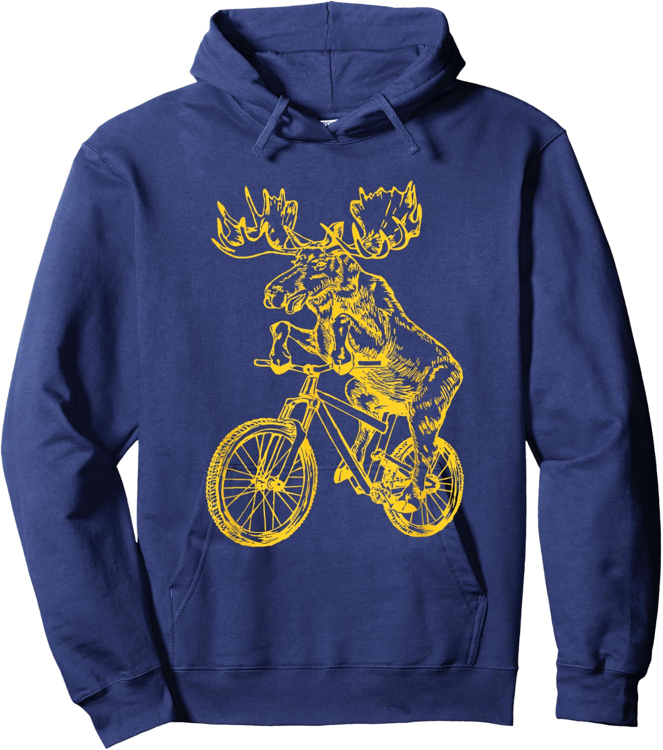 Moose Cycling Bicycle Cool Cyclist Funny Animal Riding Bike Hoodie - Hoodie | Navy